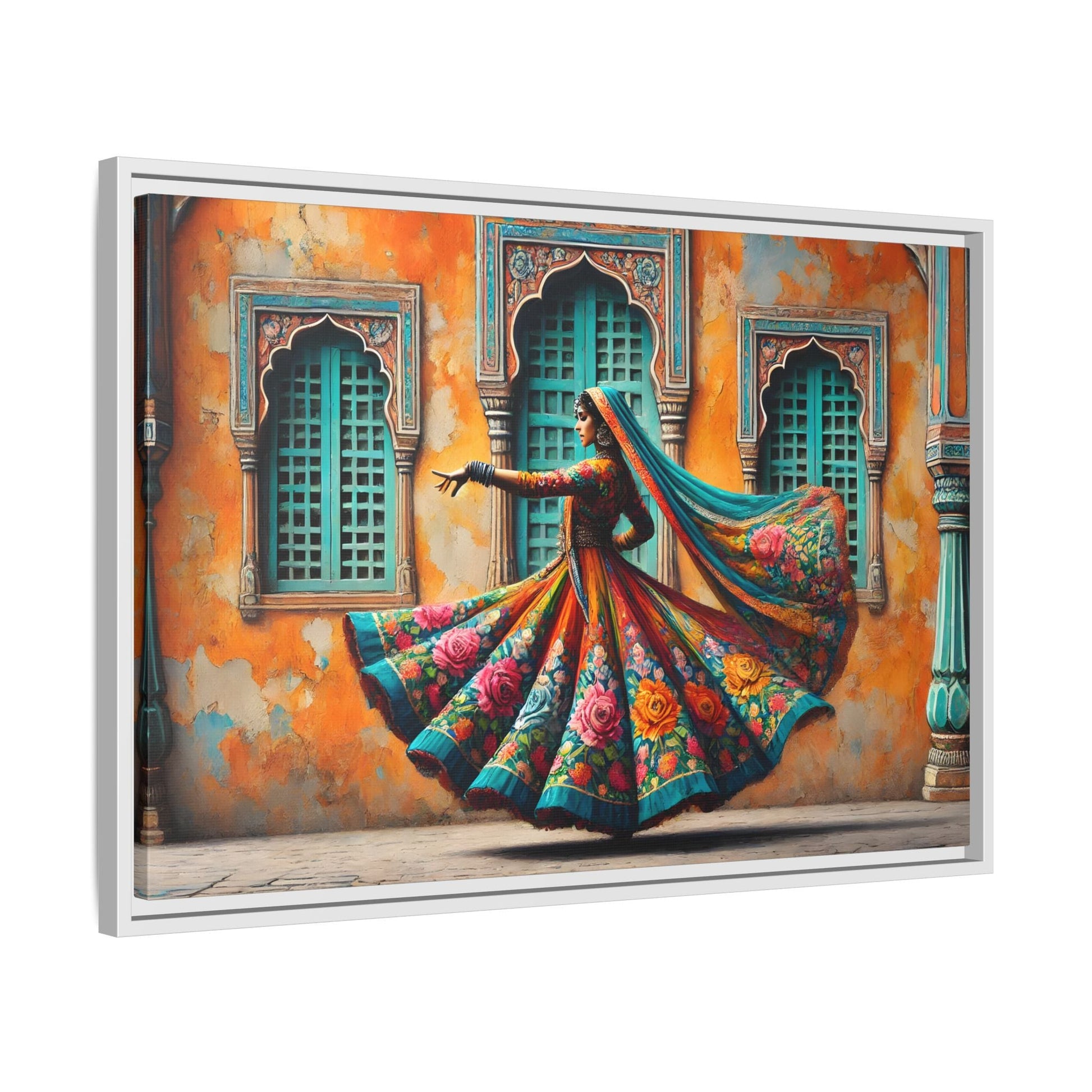 Indian Woman Dancing Canvas Rajasthan, Large India Lady Wall Art