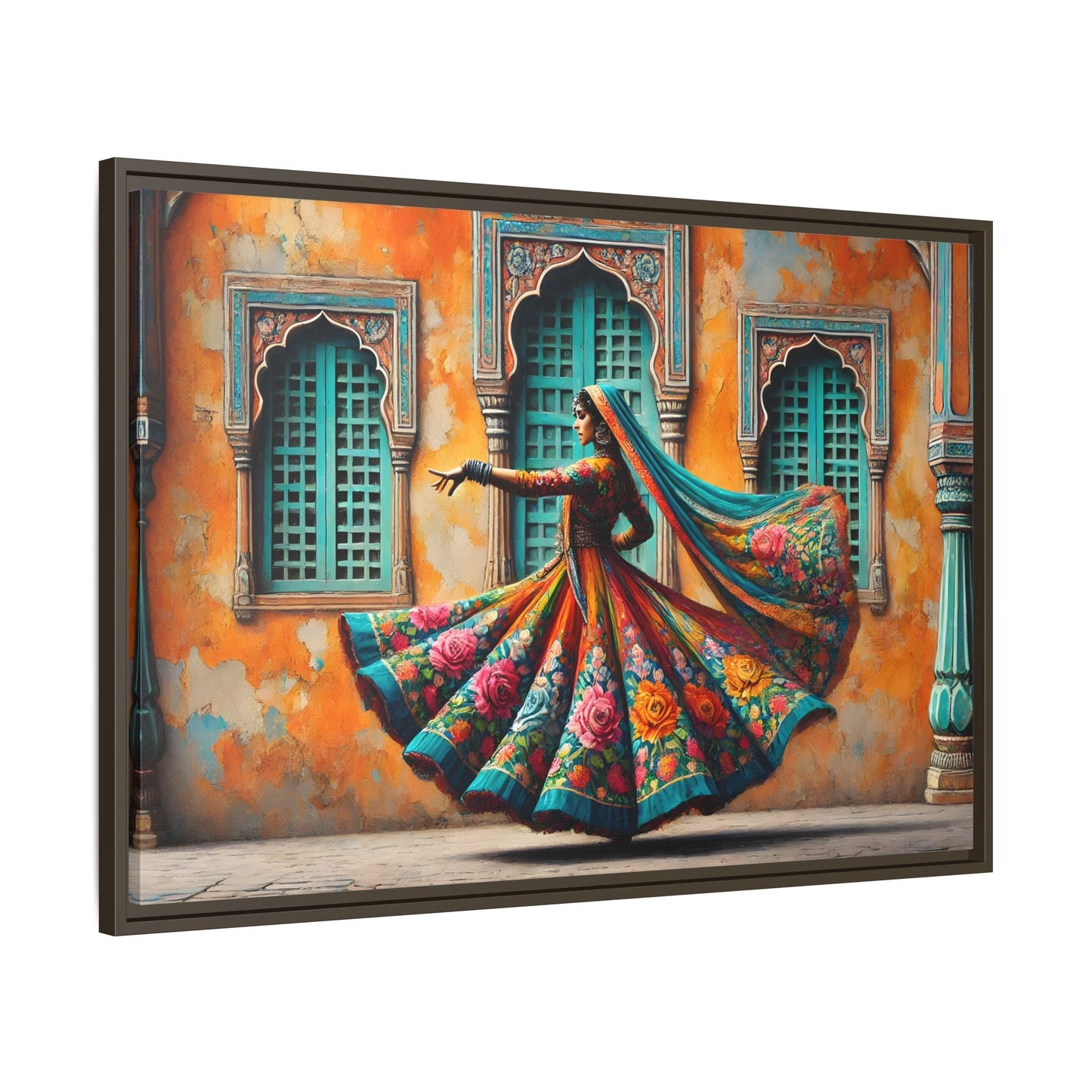 Indian Woman Dancing Canvas Rajasthan, Large India Lady Wall Art