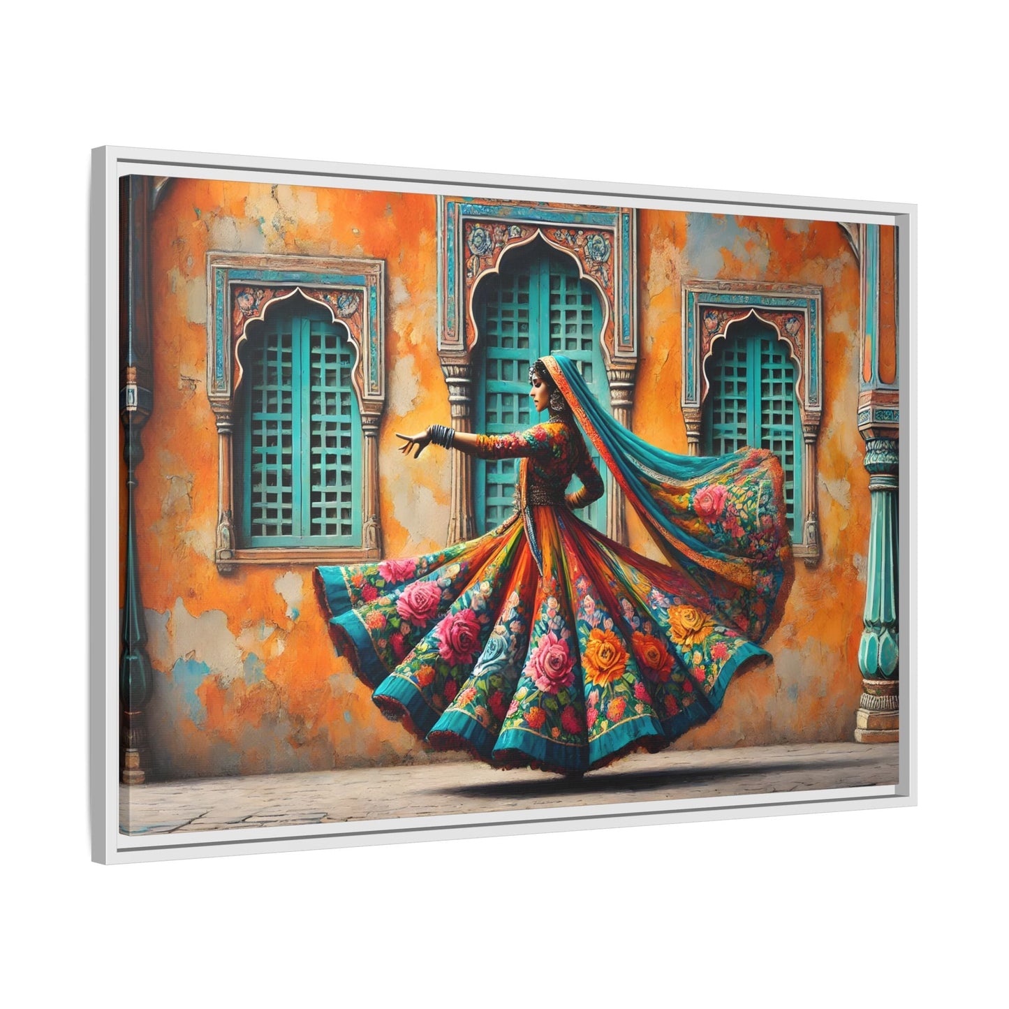 Indian Woman Dancing Canvas Rajasthan, Large India Lady Wall Art