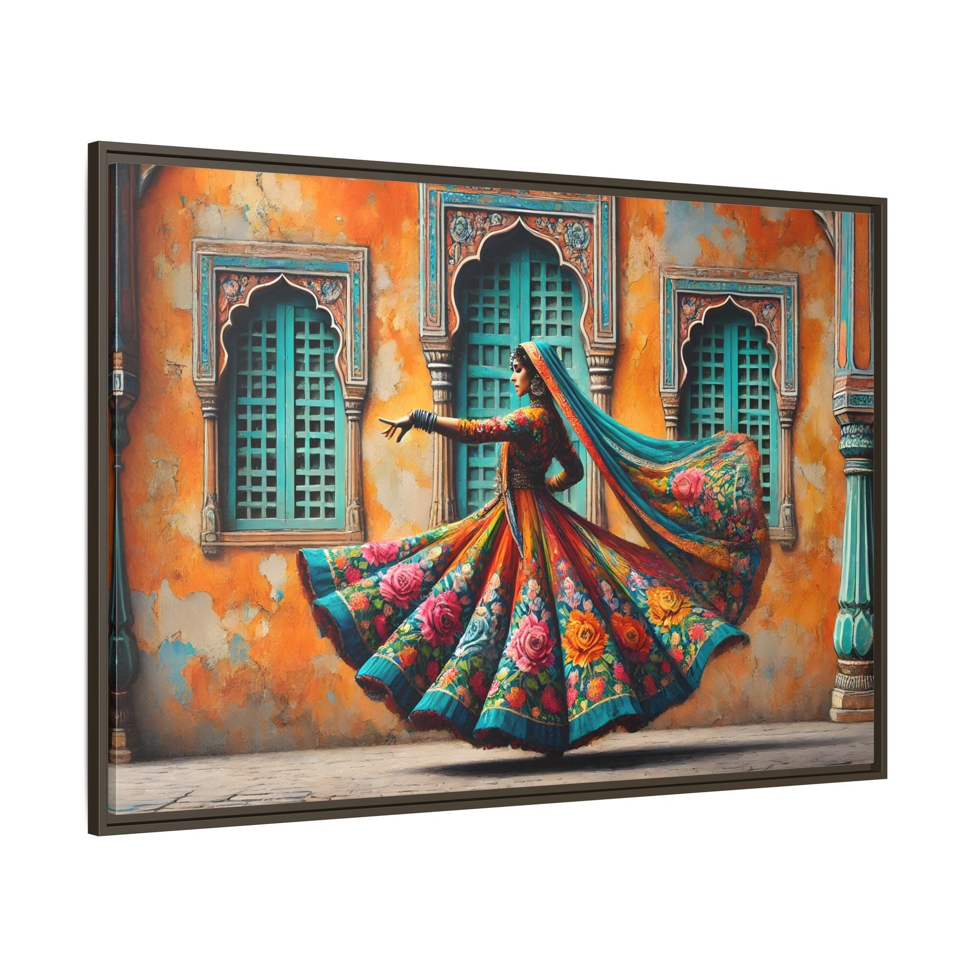 Indian Woman Dancing Canvas Rajasthan, Large India Lady Wall Art
