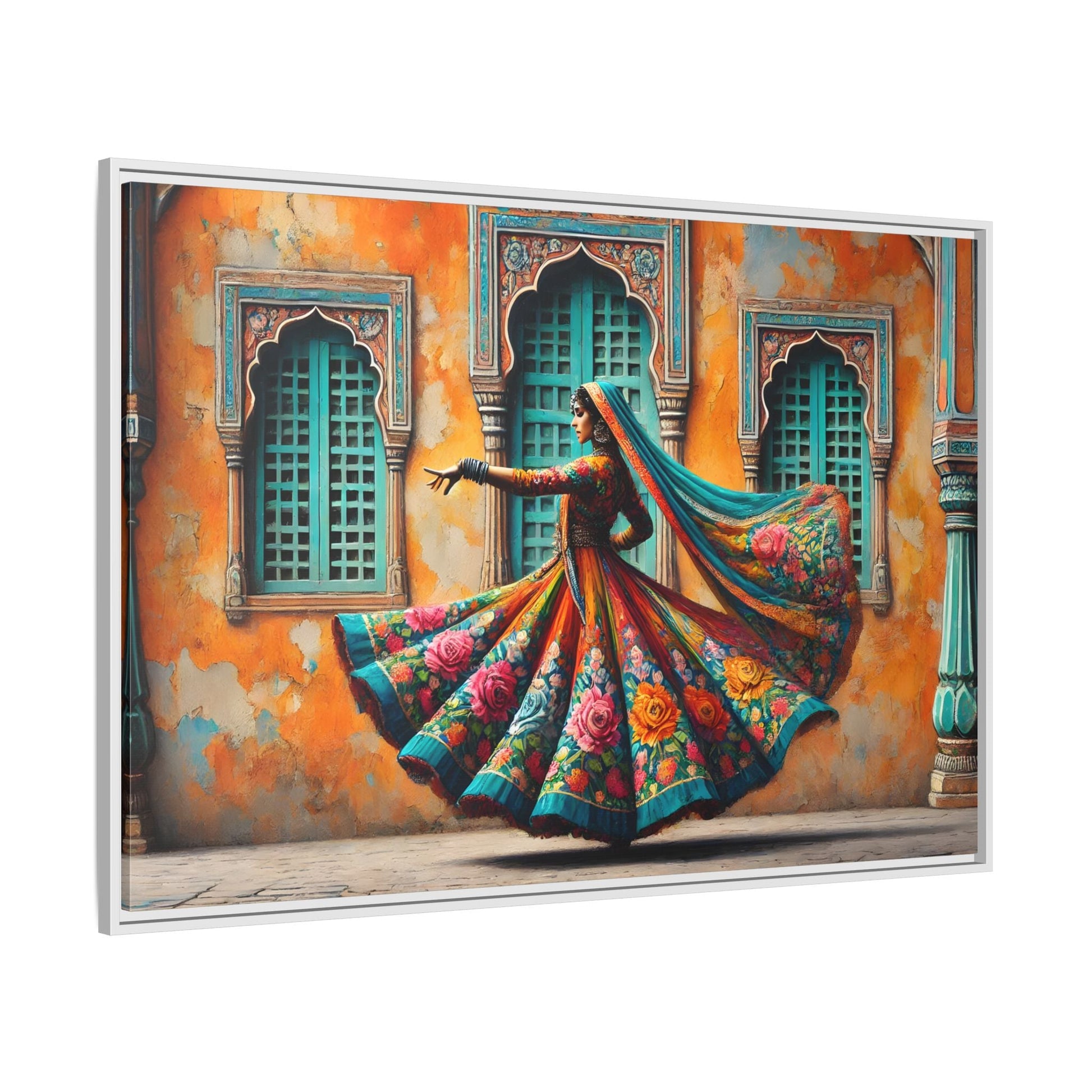 Indian Woman Dancing Canvas Rajasthan, Large India Lady Wall Art