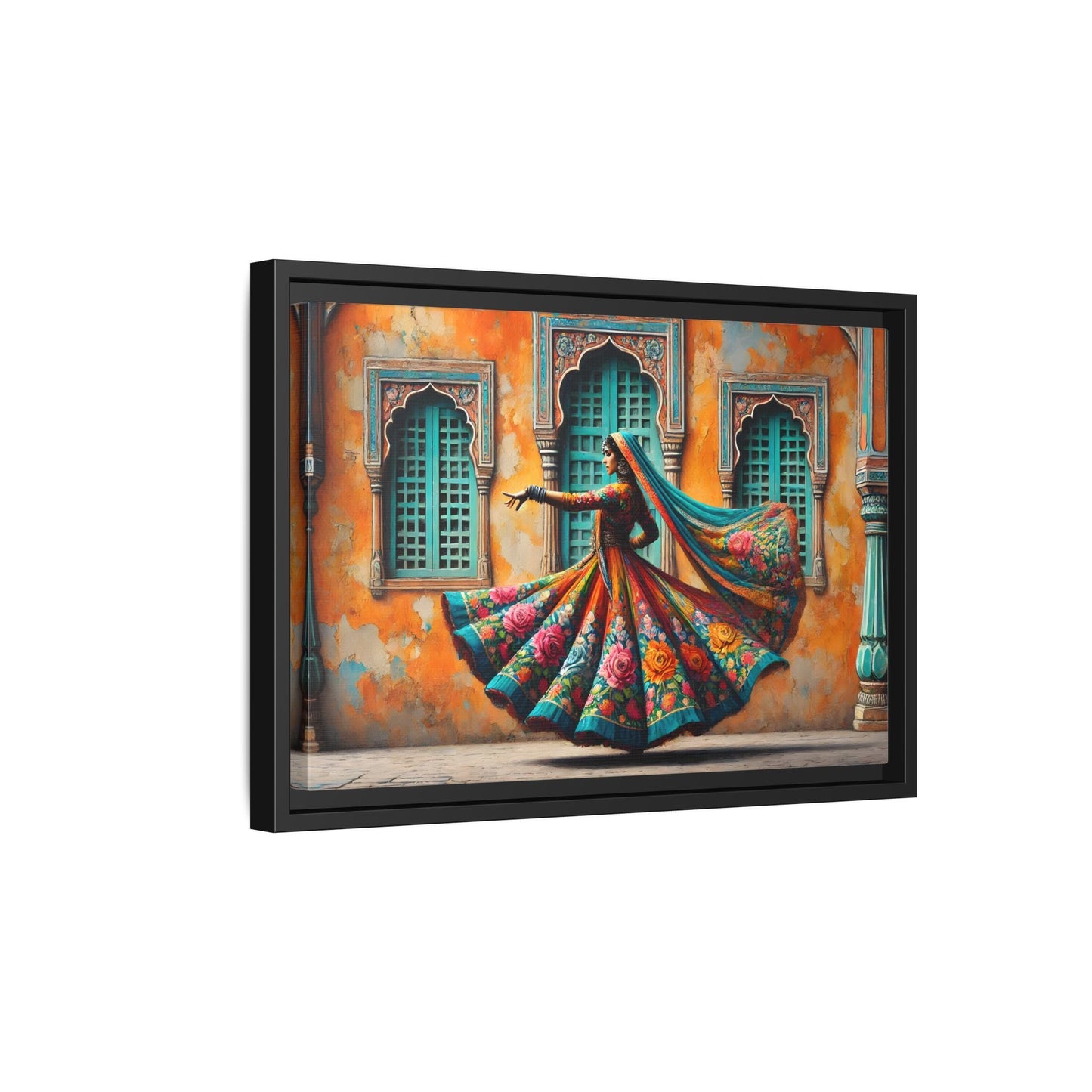 Indian Woman Dancing Canvas Rajasthan, Large India Lady Wall Art
