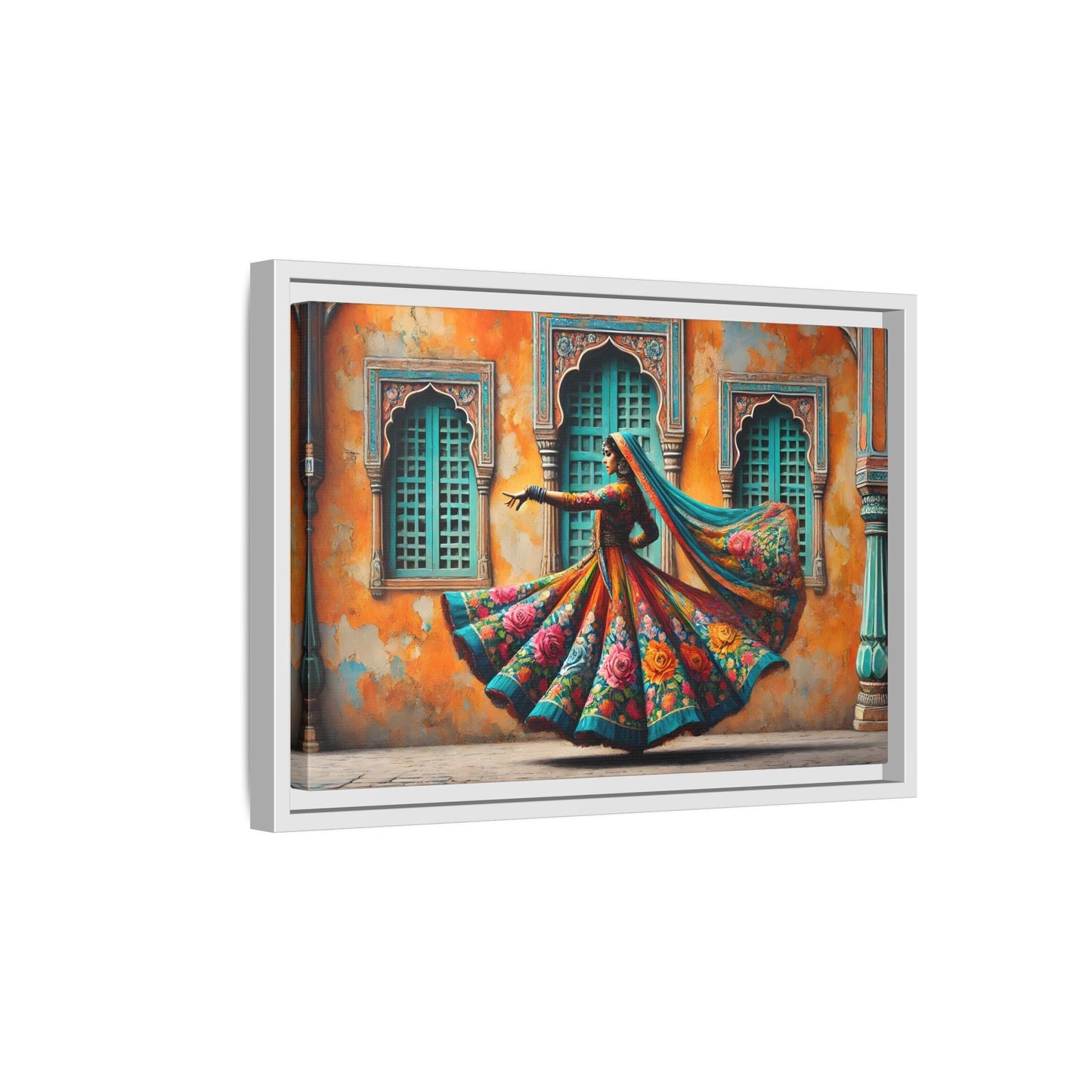 Indian Woman Dancing Canvas Rajasthan, Large India Lady Wall Art