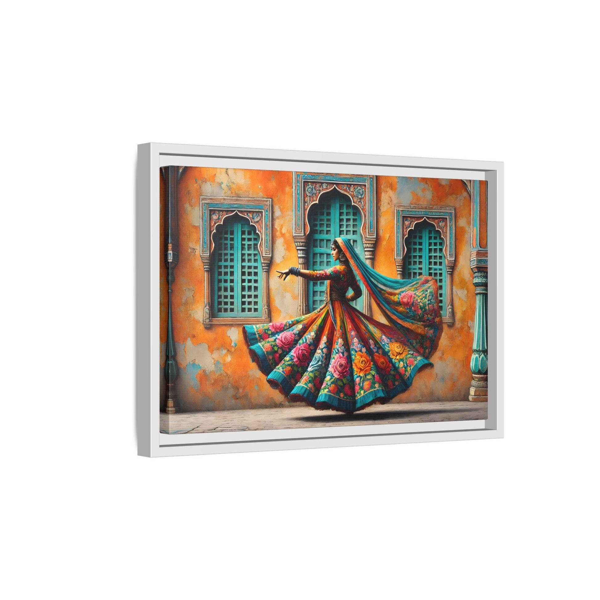 Indian Woman Dancing Canvas Rajasthan, Large India Lady Wall Art