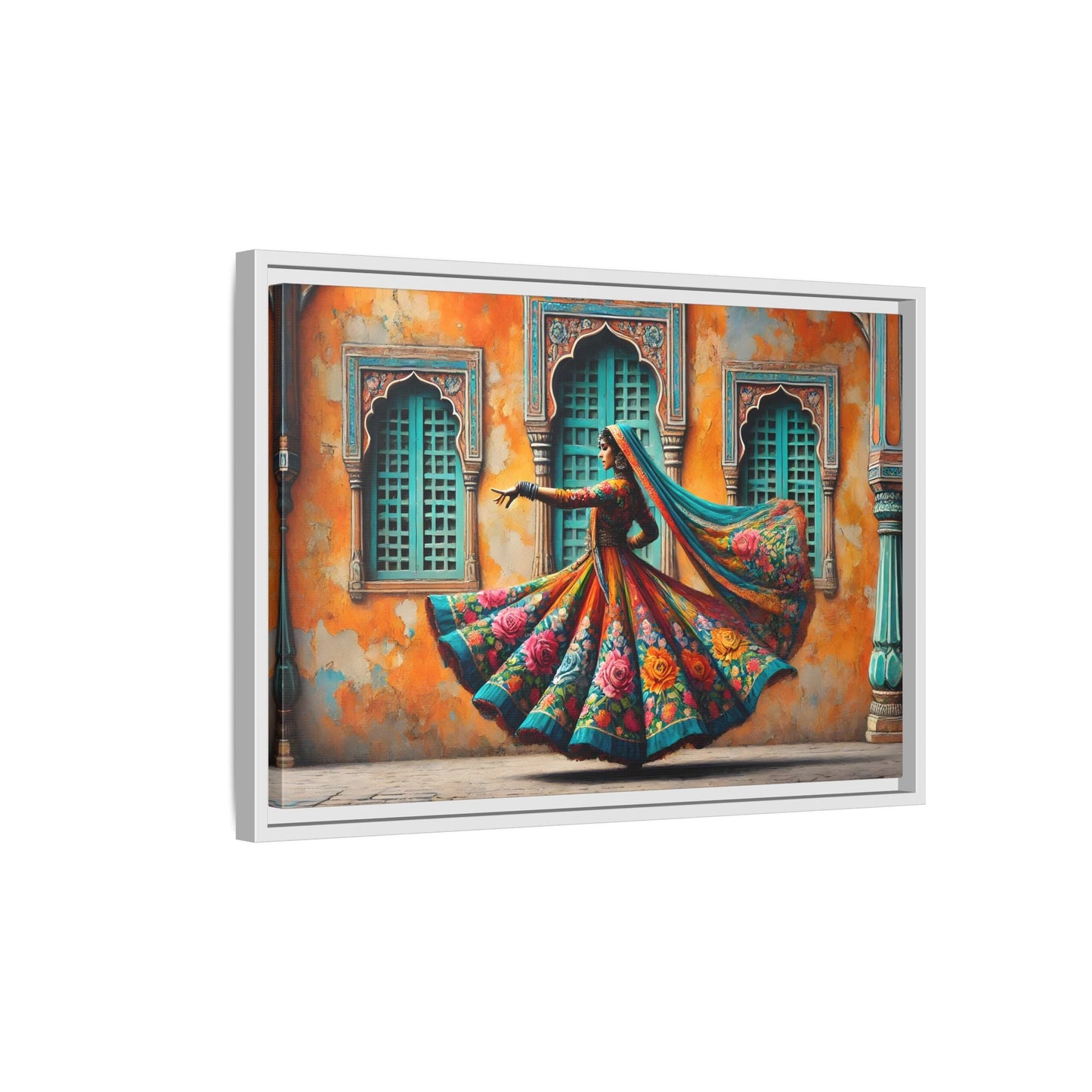 Indian Woman Dancing Canvas Rajasthan, Large India Lady Wall Art