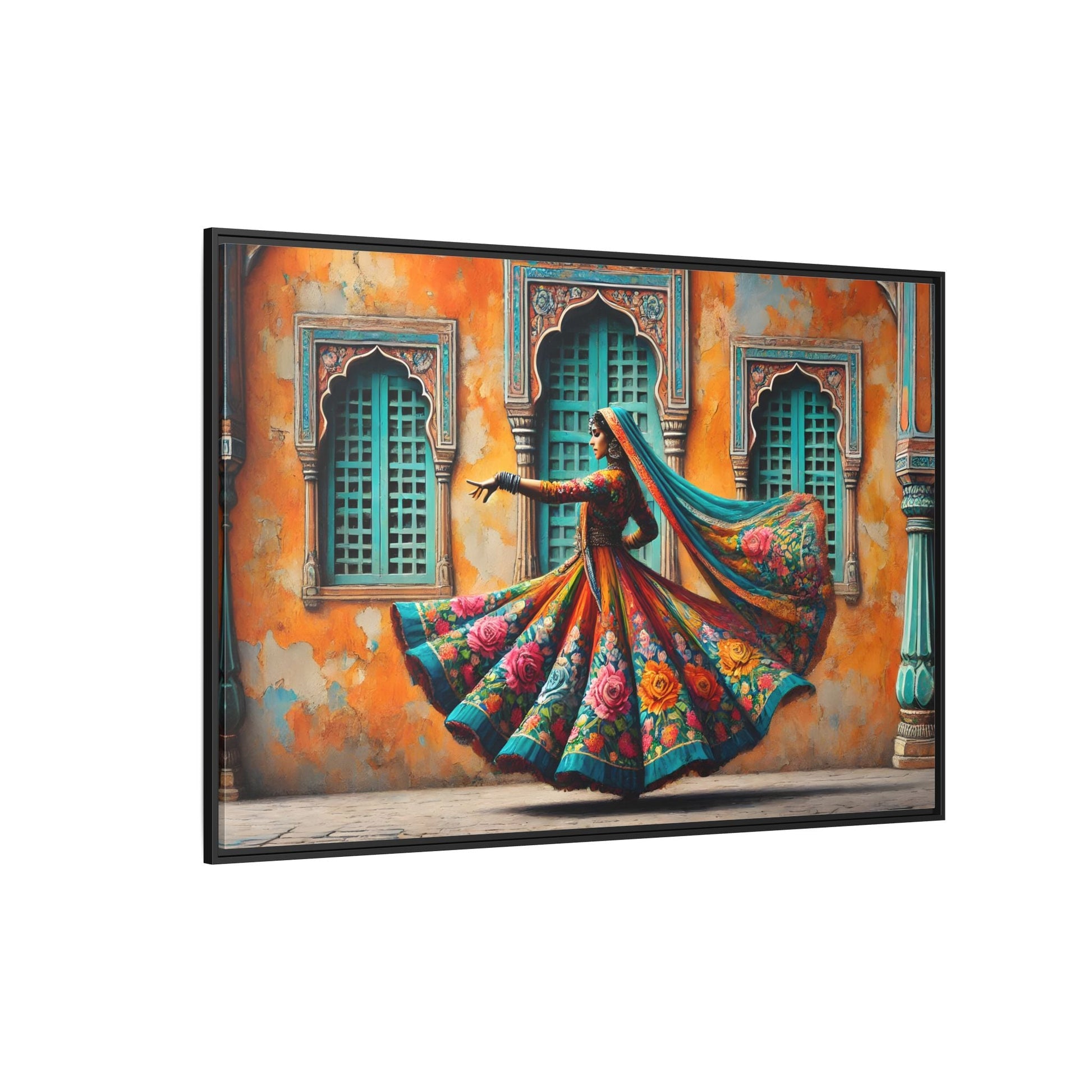 Indian Woman Dancing Canvas Rajasthan, Large India Lady Wall Art