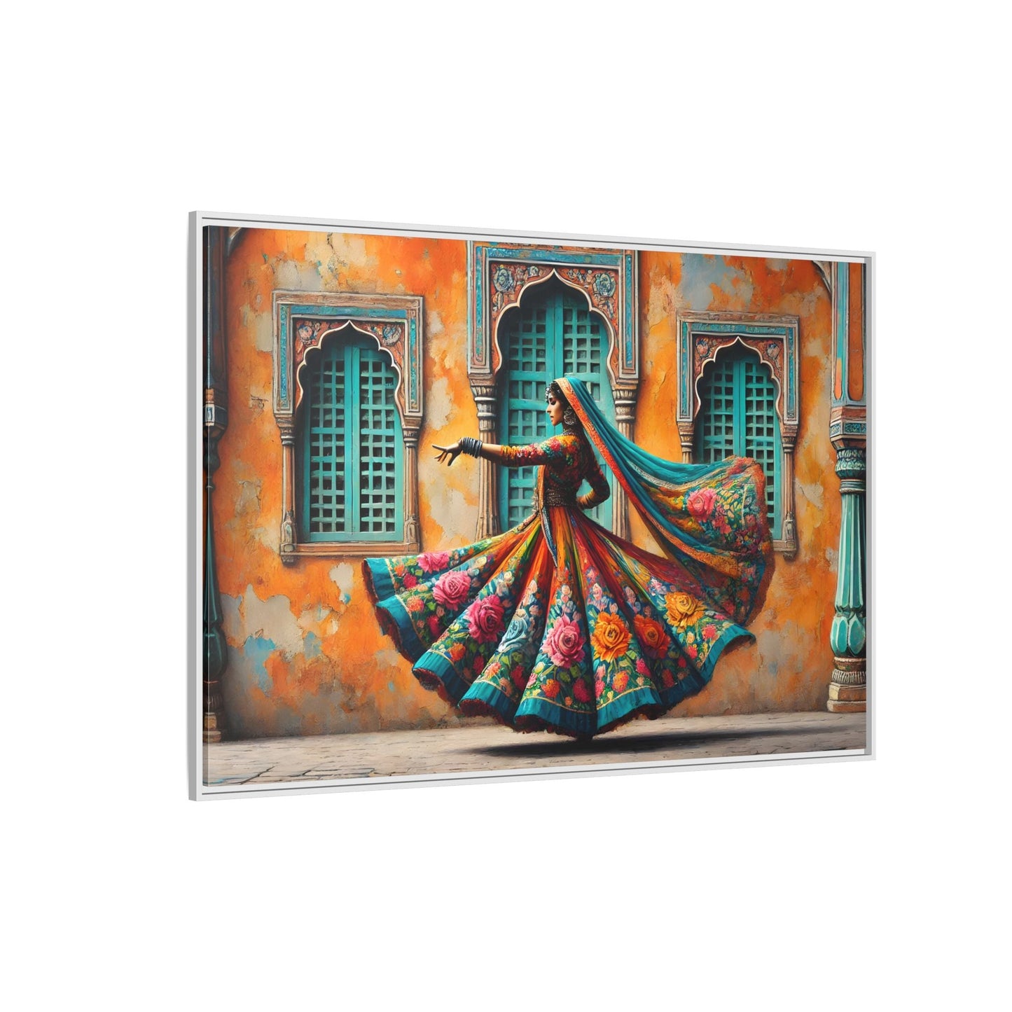Indian Woman Dancing Canvas Rajasthan, Large India Lady Wall Art