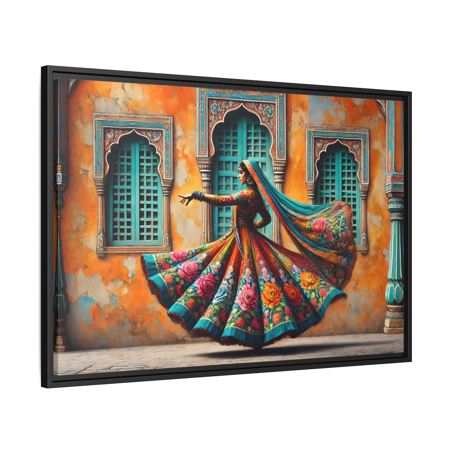 Indian Woman Dancing Canvas Rajasthan, Large India Lady Wall Art