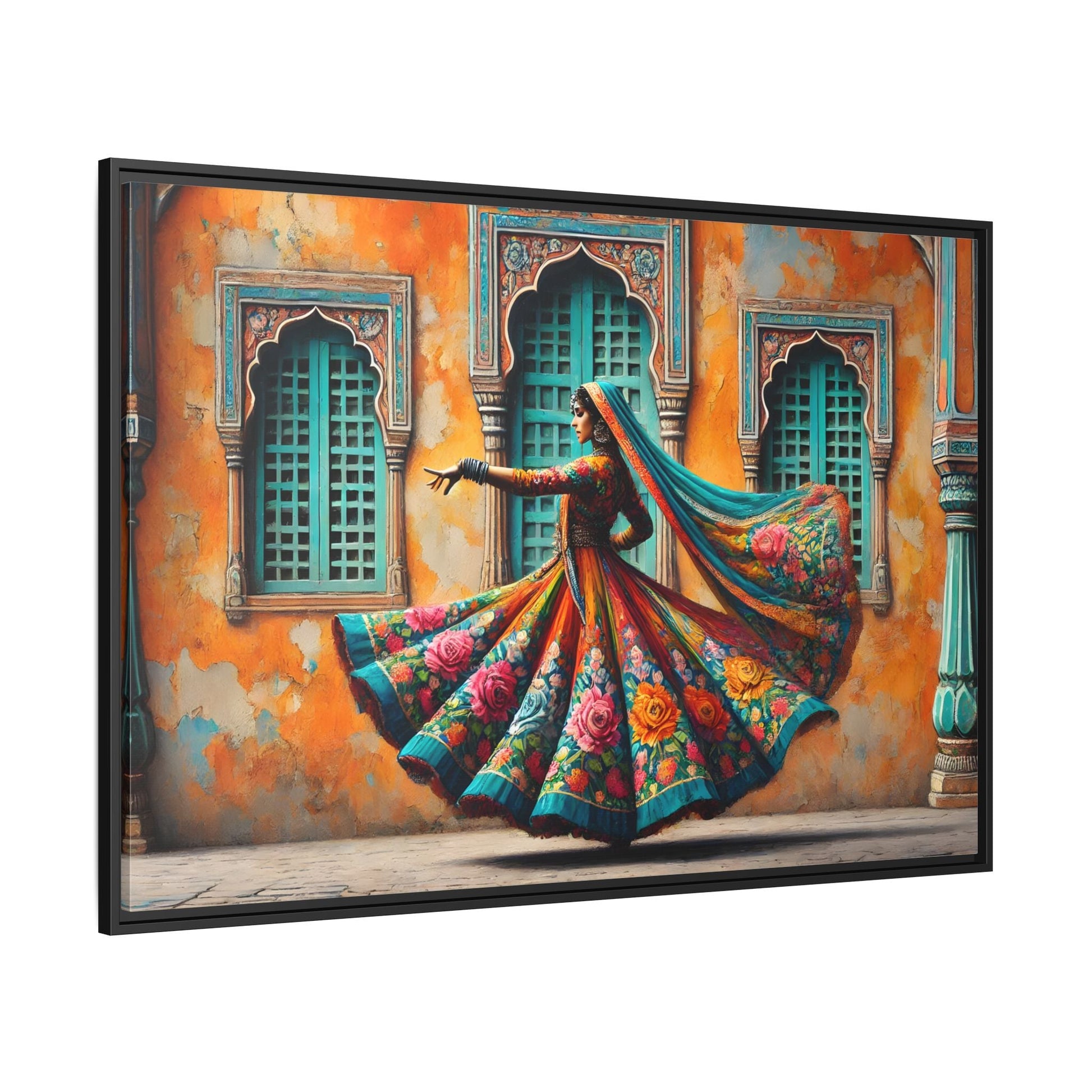 Indian Woman Dancing Canvas Rajasthan, Large India Lady Wall Art