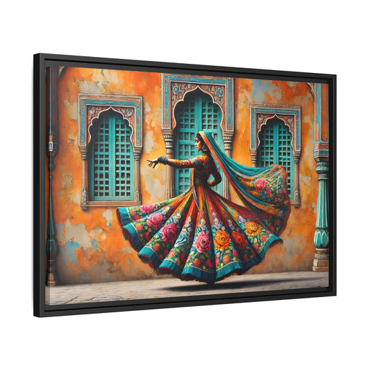 Indian Woman Dancing Canvas Rajasthan, Large India Lady Wall Art