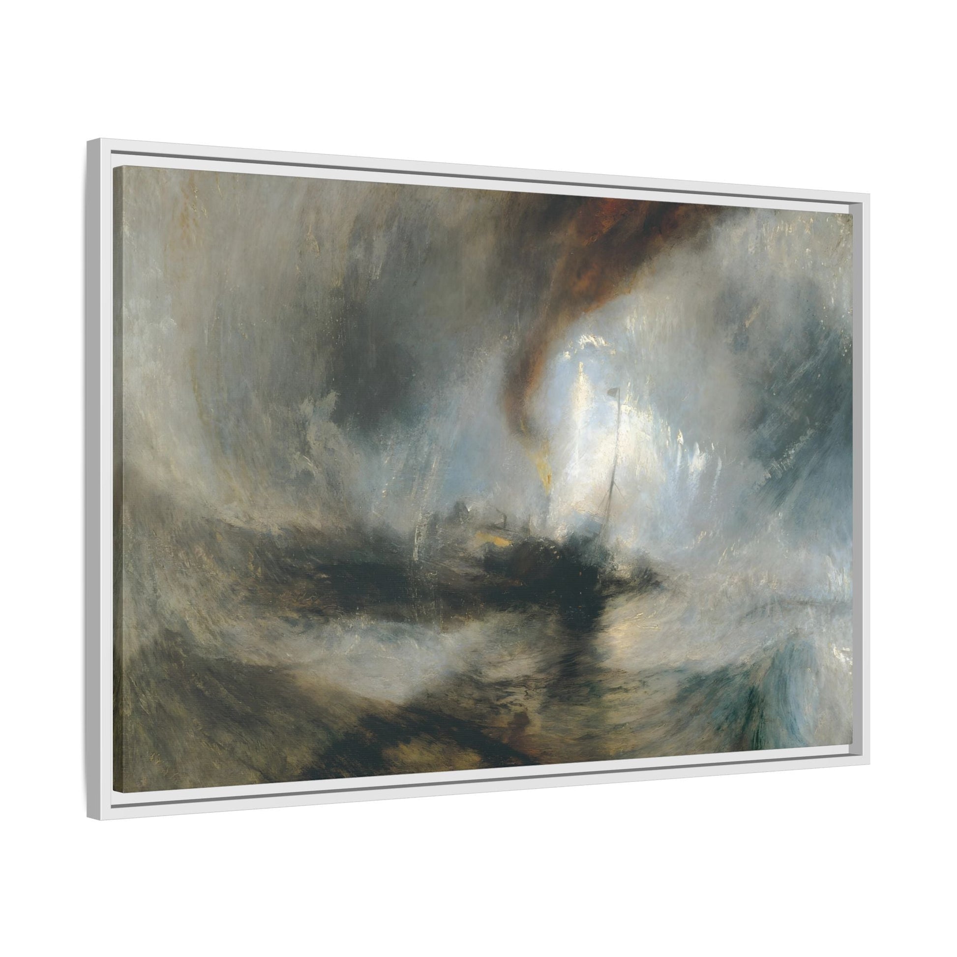 JMW Turner Watercolor Canvas Print - Abstract Snow Storm Boat Wall Art