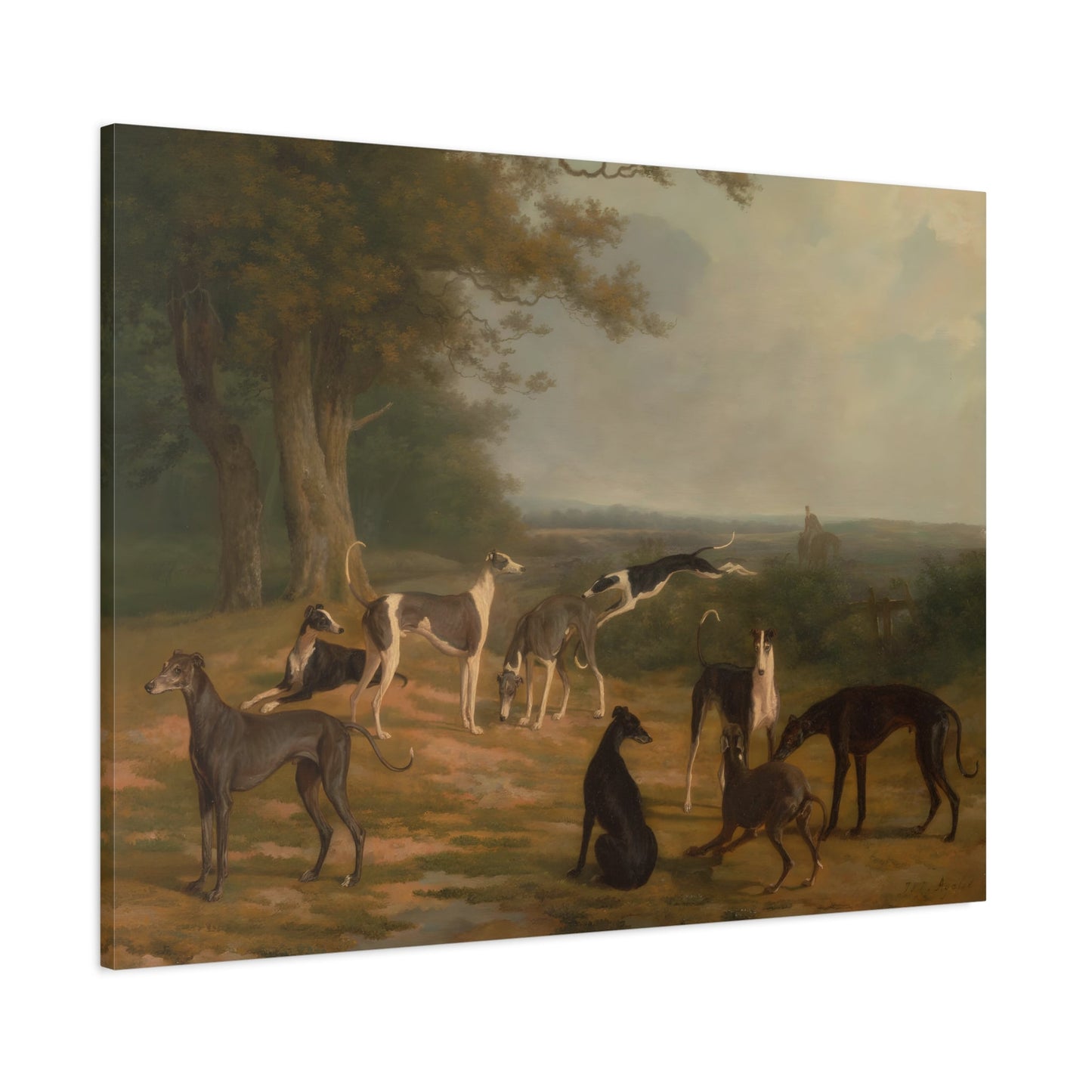 Jacques Agasse Nine Greyhounds Dog in a Landscape - Canvas Print