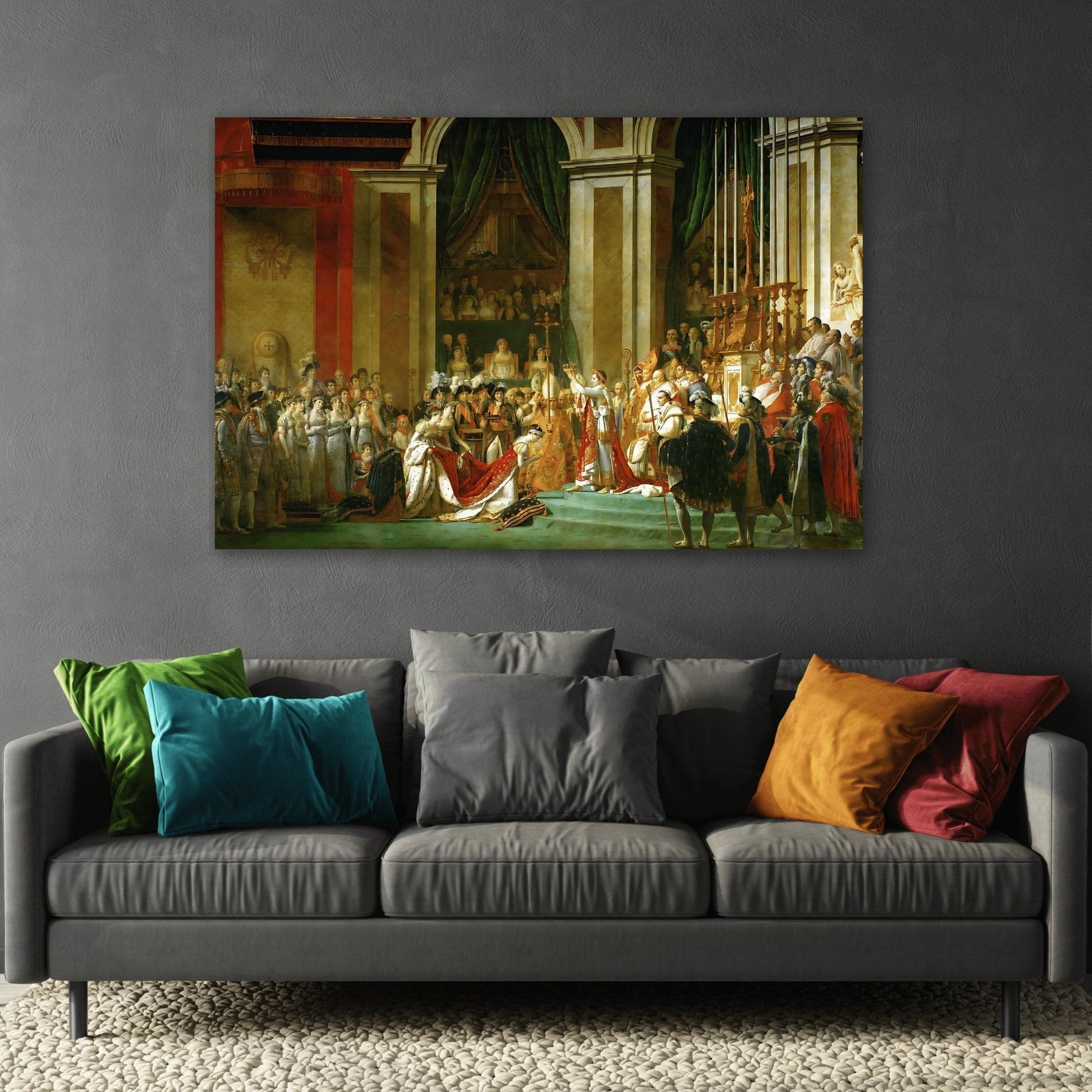 Jacques Louis David Coronation of Napoleon - Framed Canvas Wall Art Print