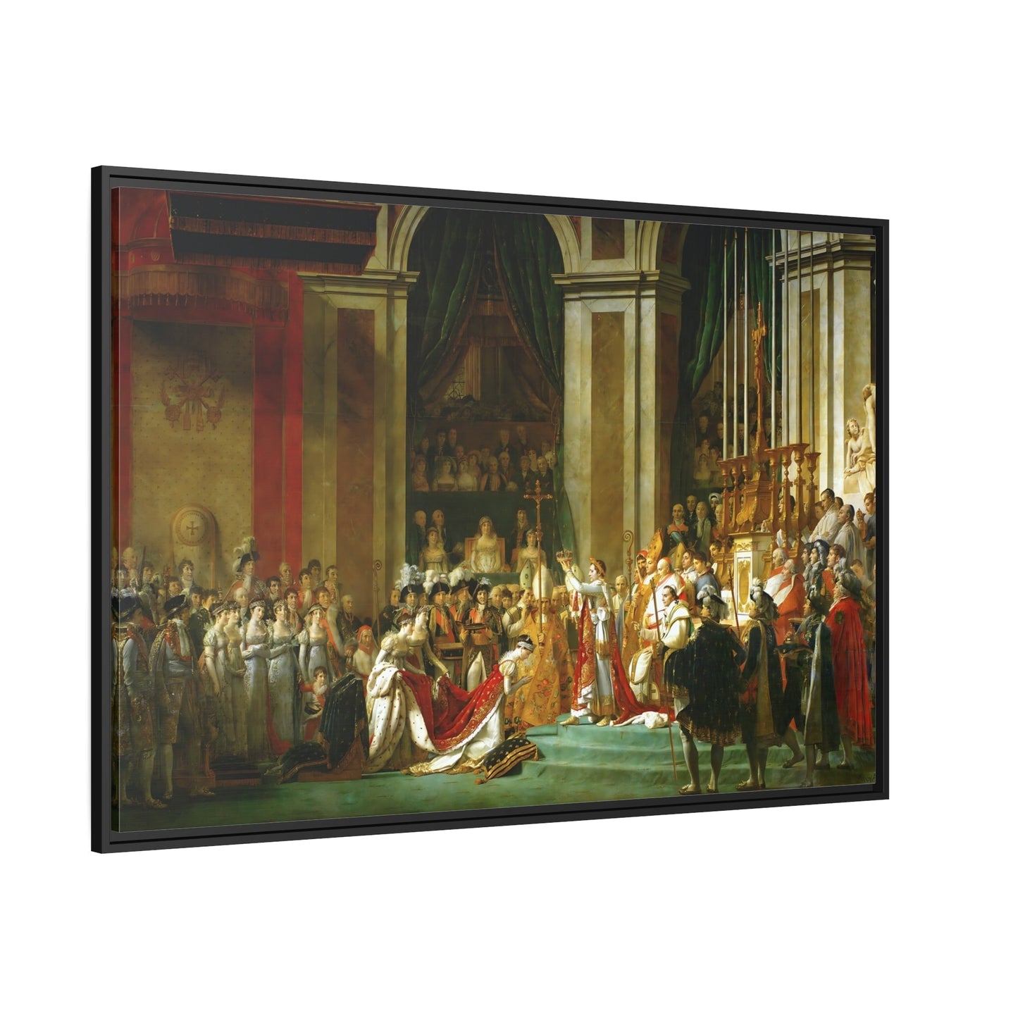 Jacques Louis David Coronation of Napoleon - Framed Canvas Wall Art Print in Black Frame