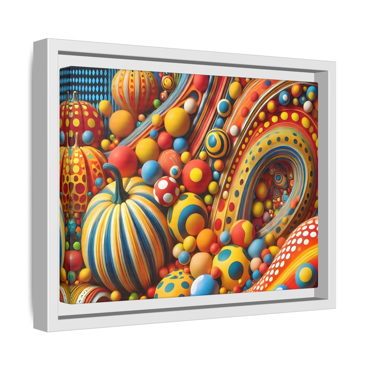 Japanese Abstract Pumpkin Dot Canvas Wall Art – Modern Kusama Inspired Colorful Surreal Print