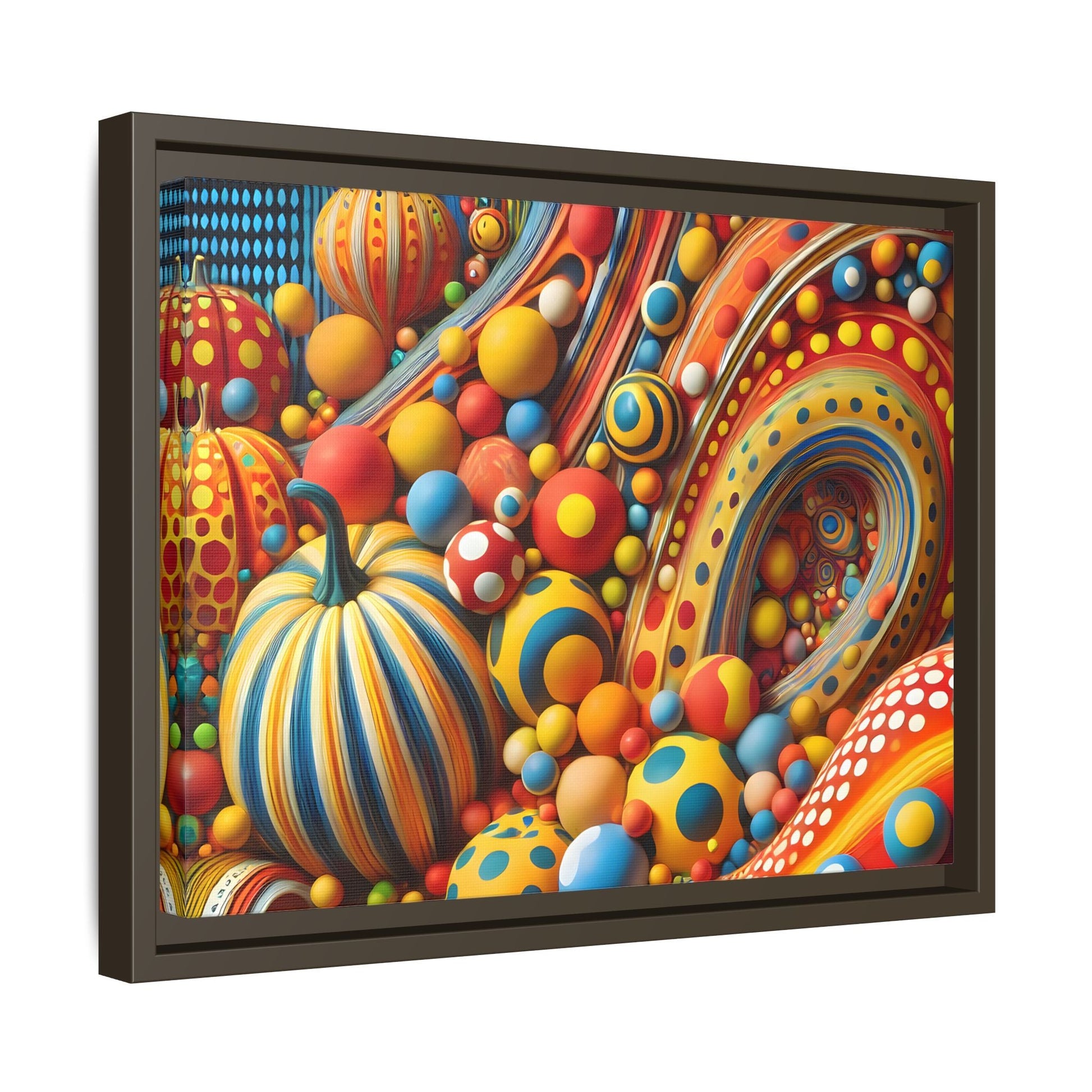 Japanese Abstract Pumpkin Dot Canvas Wall Art – Modern Kusama Inspired Colorful Surreal Print