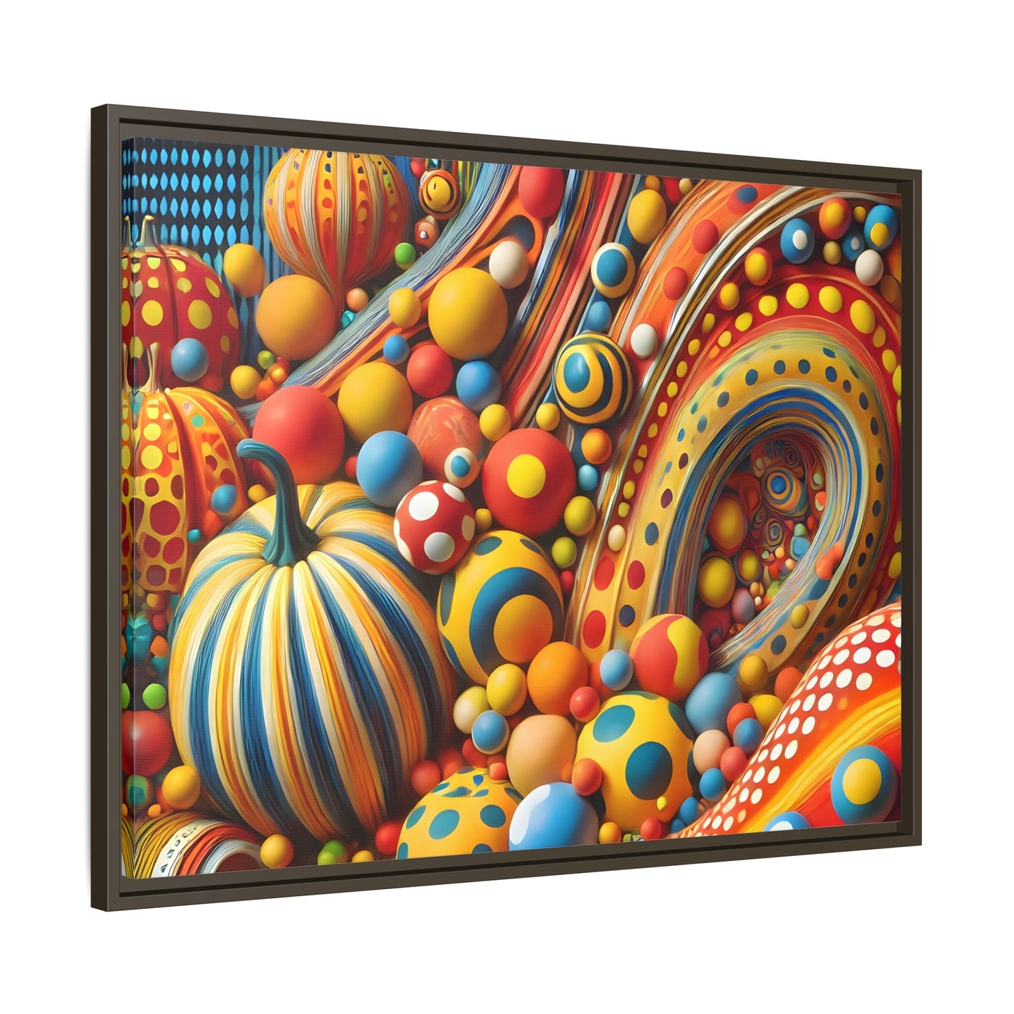 Japanese Abstract Pumpkin Dot Canvas Wall Art – Modern Kusama Inspired Colorful Surreal Print