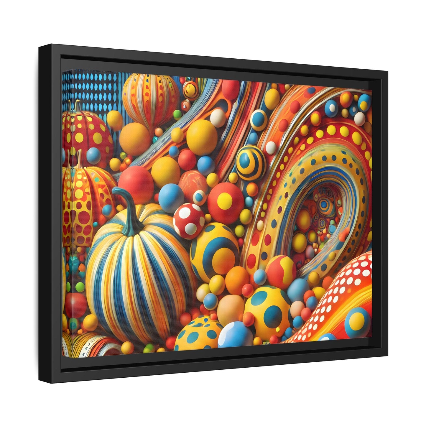 Japanese Abstract Pumpkin Dot Canvas Wall Art – Modern Kusama Inspired Colorful Surreal Print