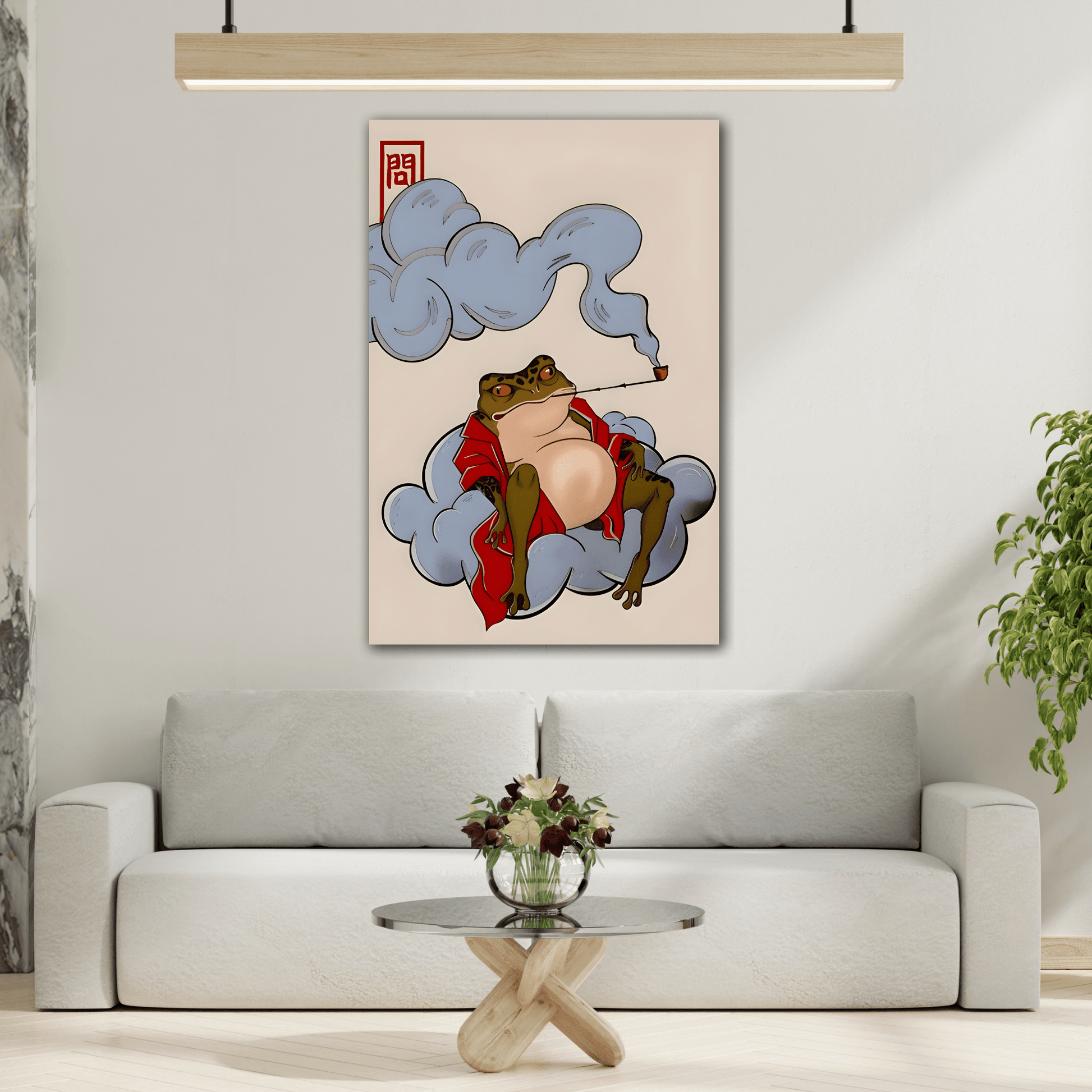 Japanese Funny Frog Canvas Prints, Hoji Animal Wall Art Decor