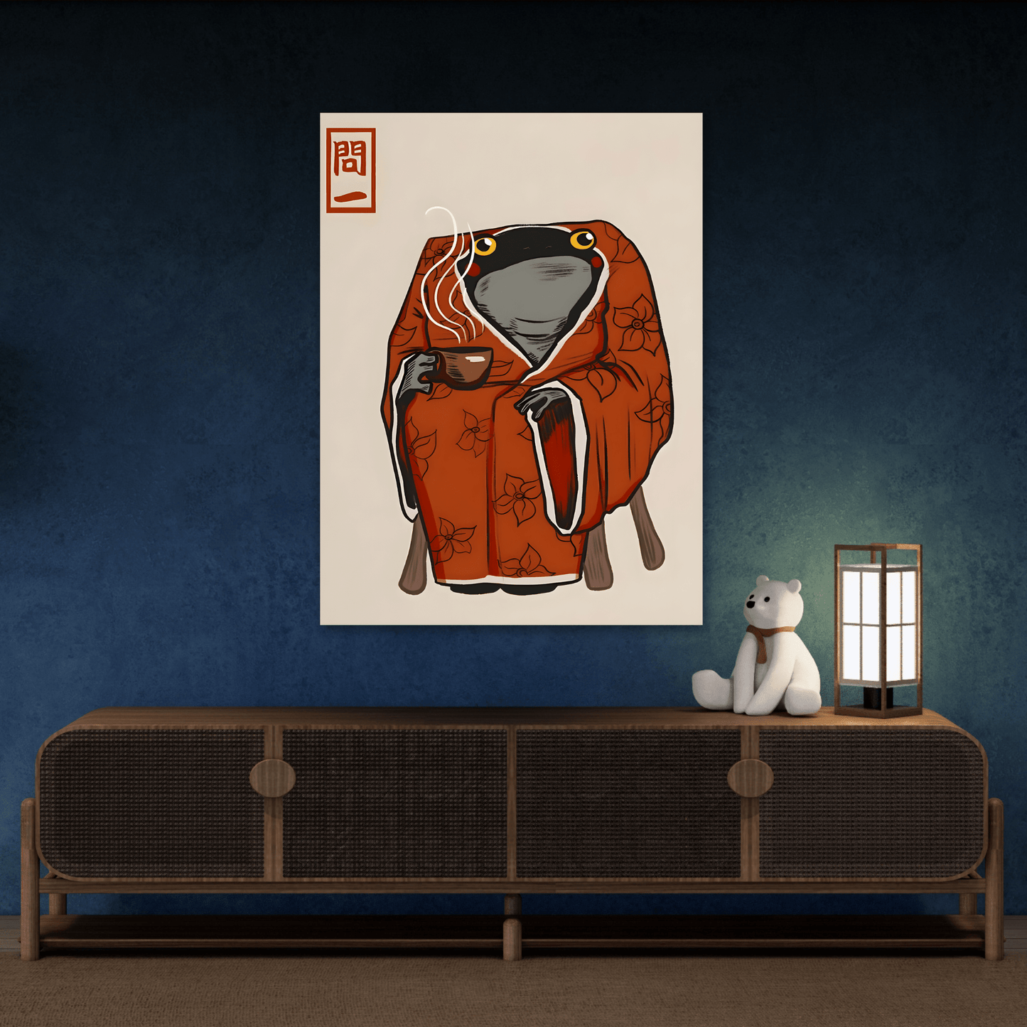 Japanese Funny Frog Canvas Prints - Wall Art Hoji Animal Decor
