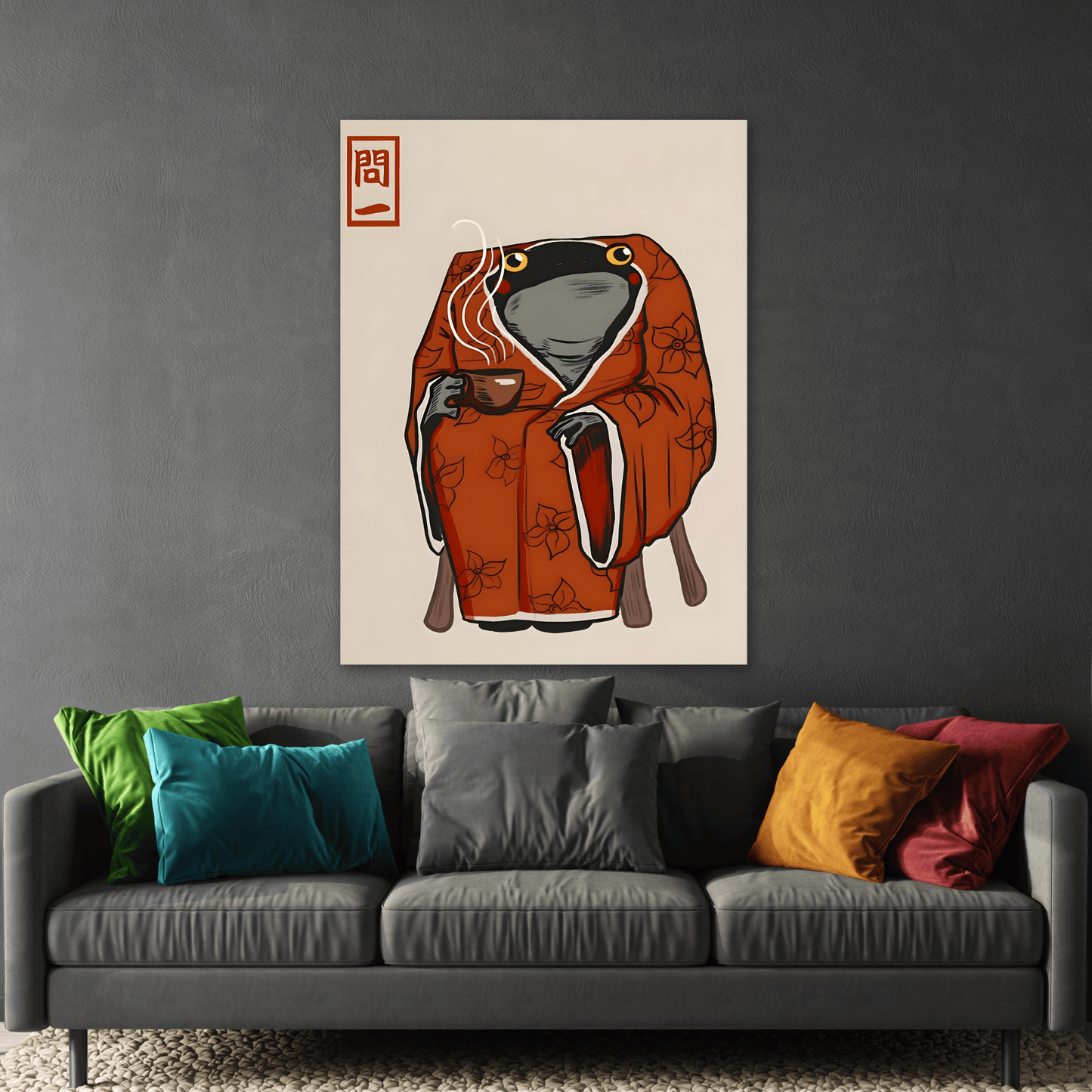 Japanese Funny Frog Canvas Prints - Wall Art Hoji Animal Decor