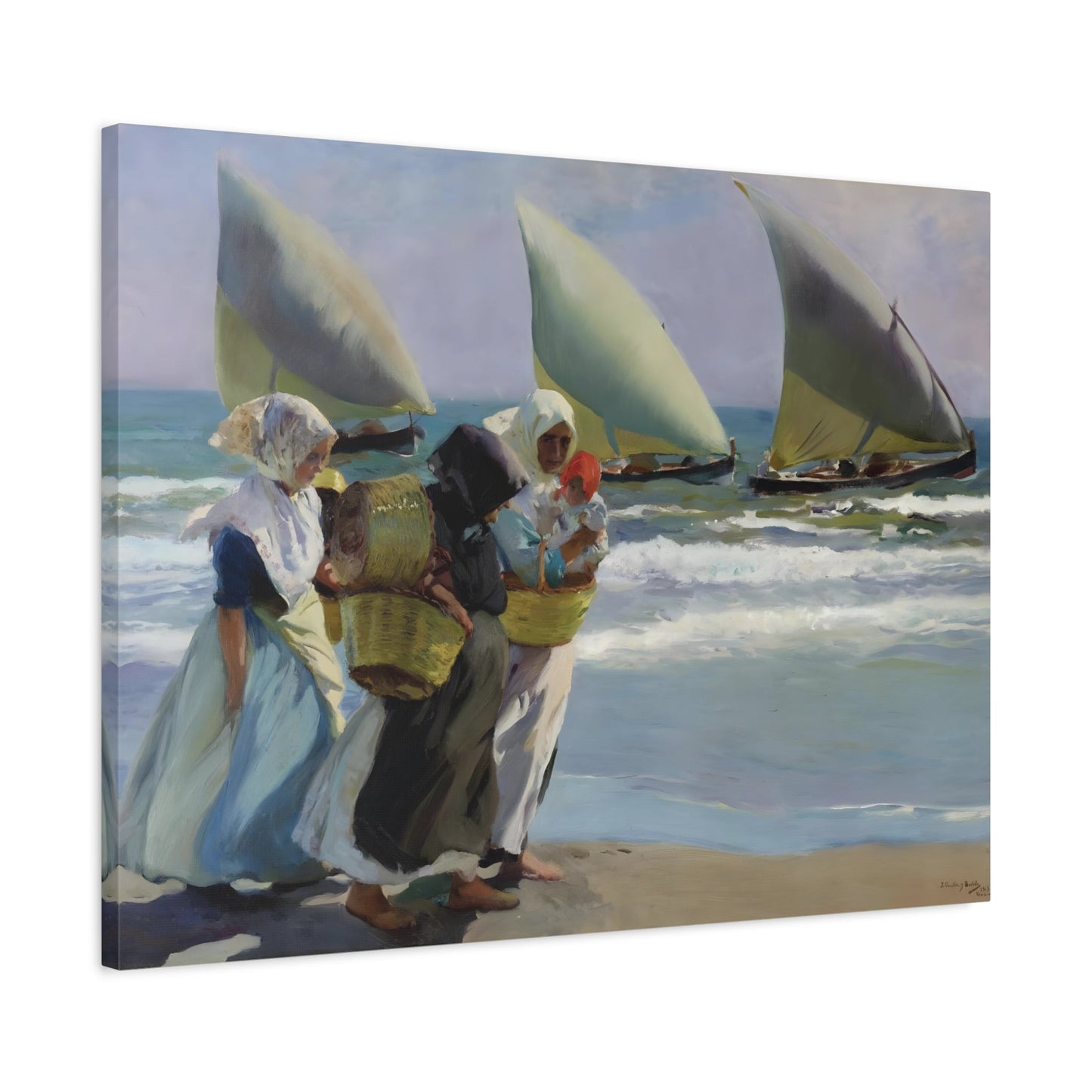 Joaquin Sorolla y Bastida Three Sails - Canvas Wall Art Print