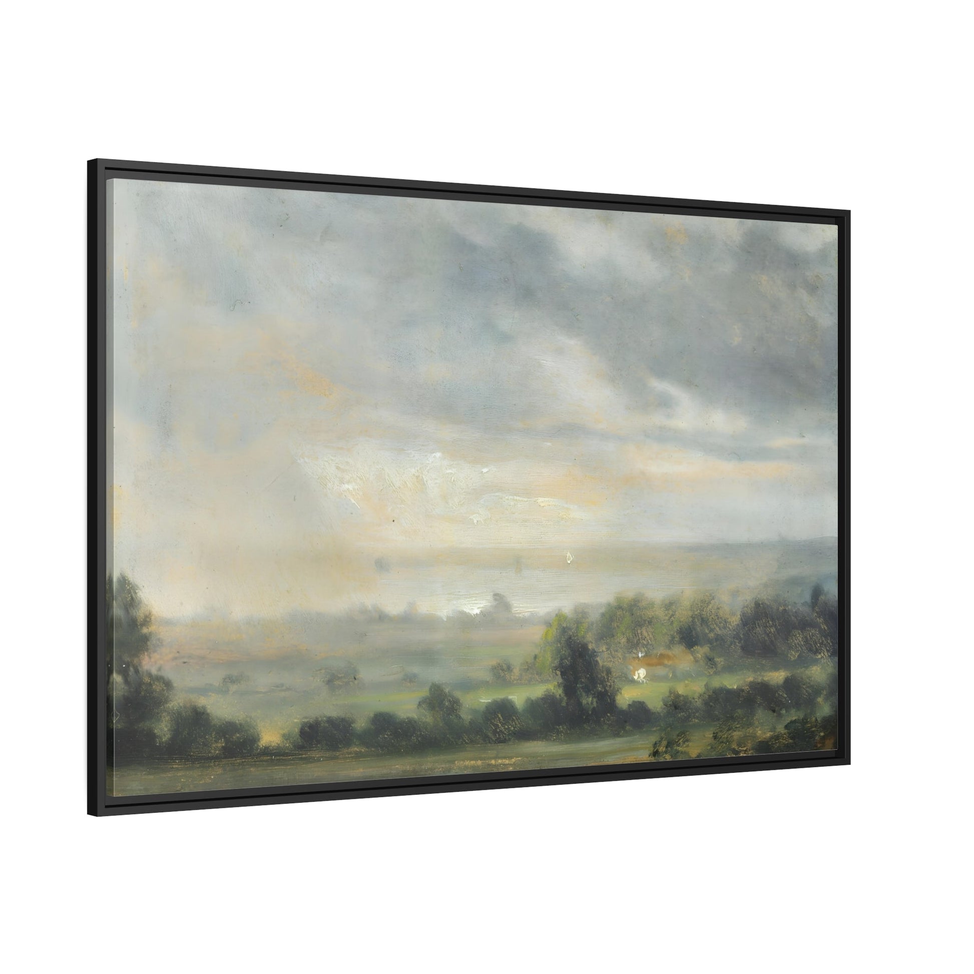 Johan Christian Clausen Dahl Cloudy Sky - Framed Canvas Wall Art Print in Black Frame