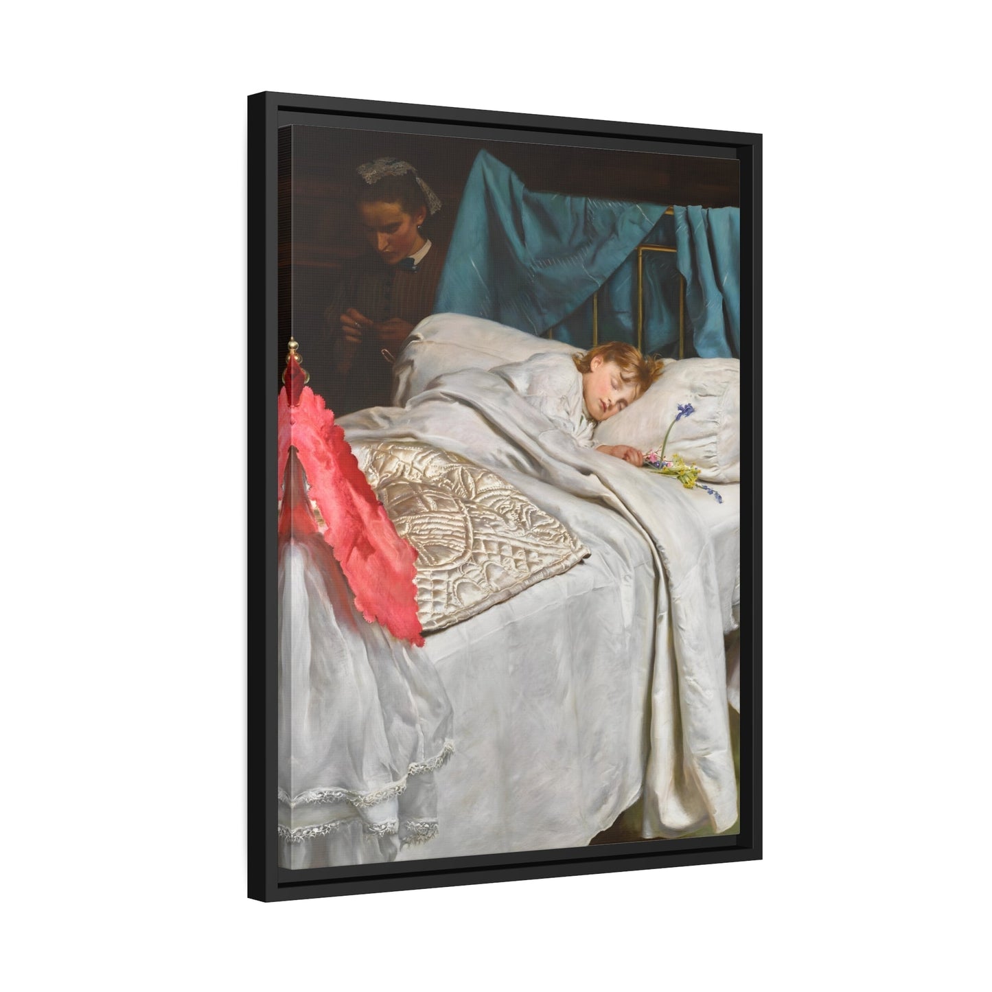 John Everett Millais Sleeping - Framed Canvas Wall Art Reproduction