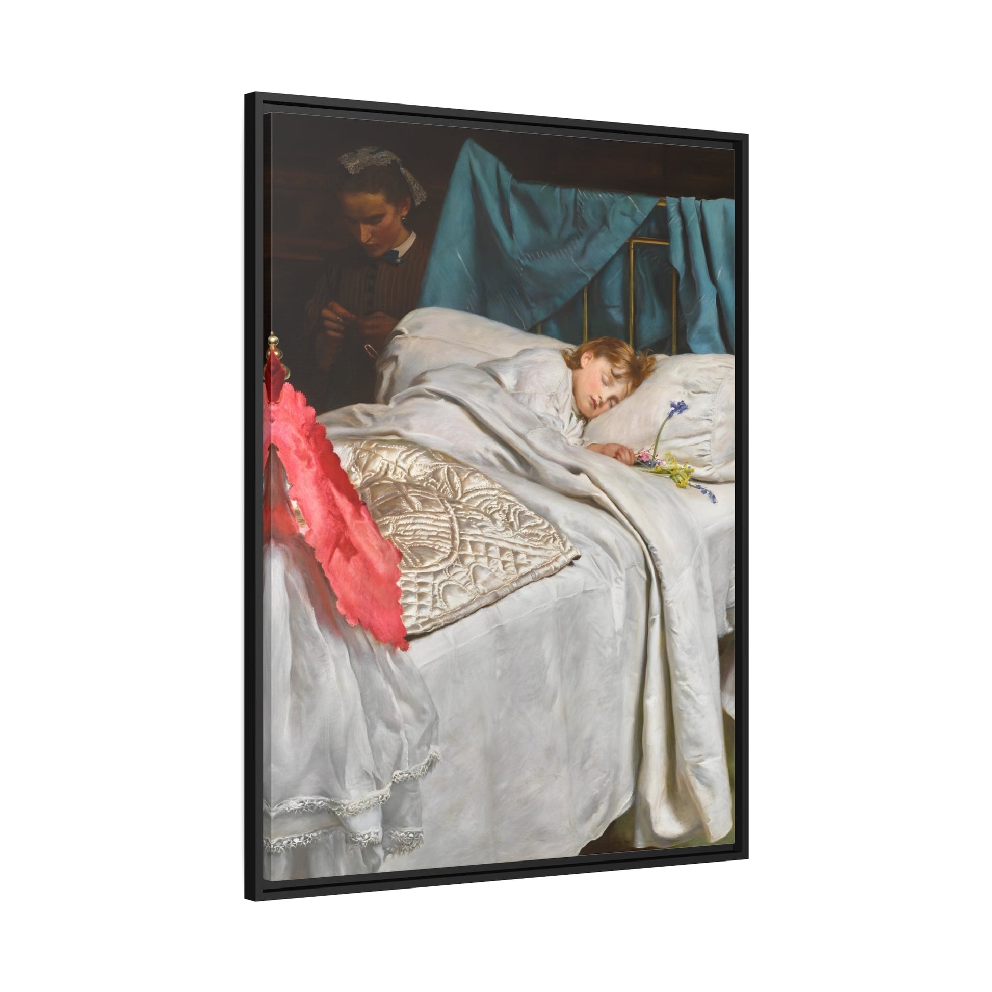 John Everett Millais Sleeping - Framed Canvas Wall Art Reproduction