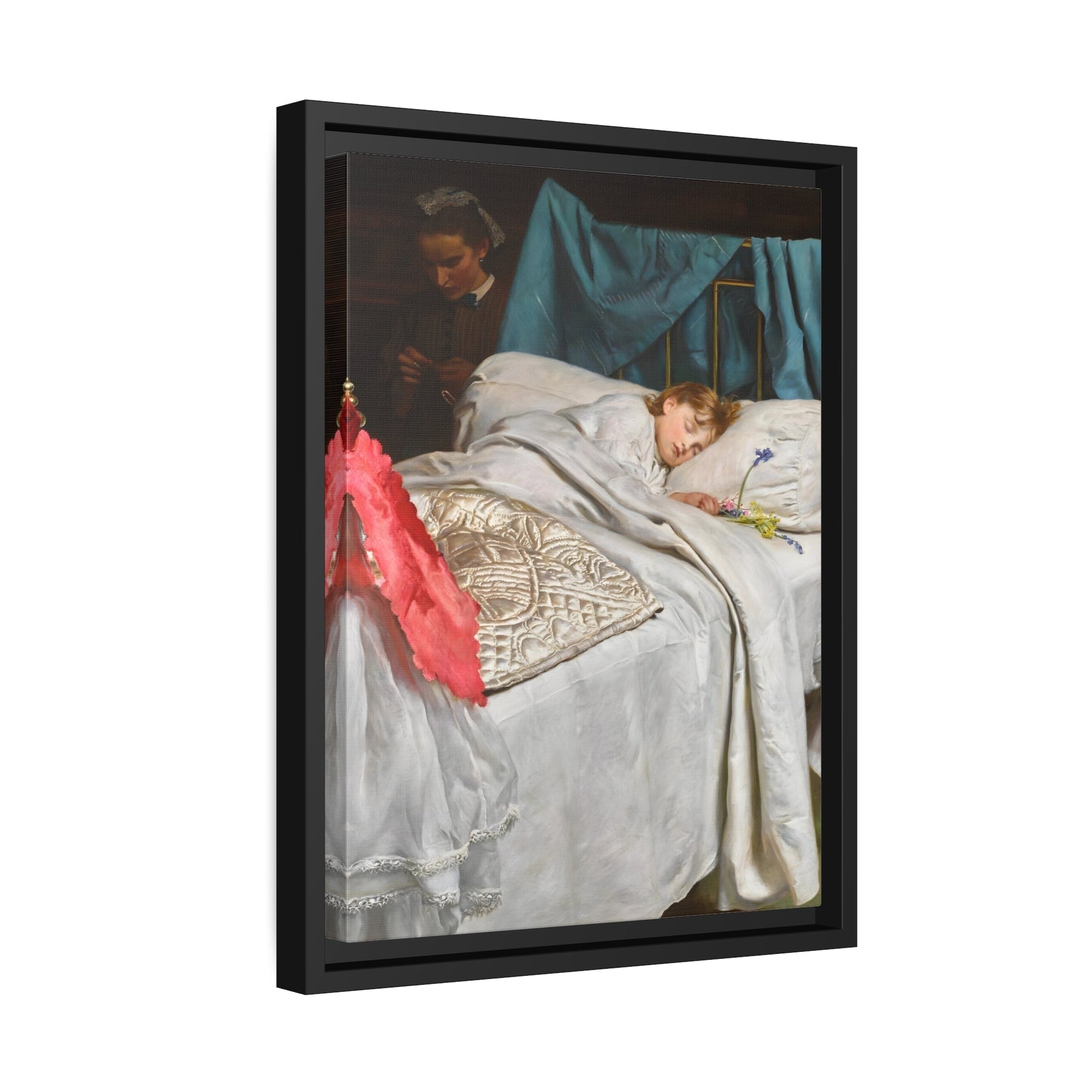 John Everett Millais Sleeping - Framed Canvas Wall Art Reproduction