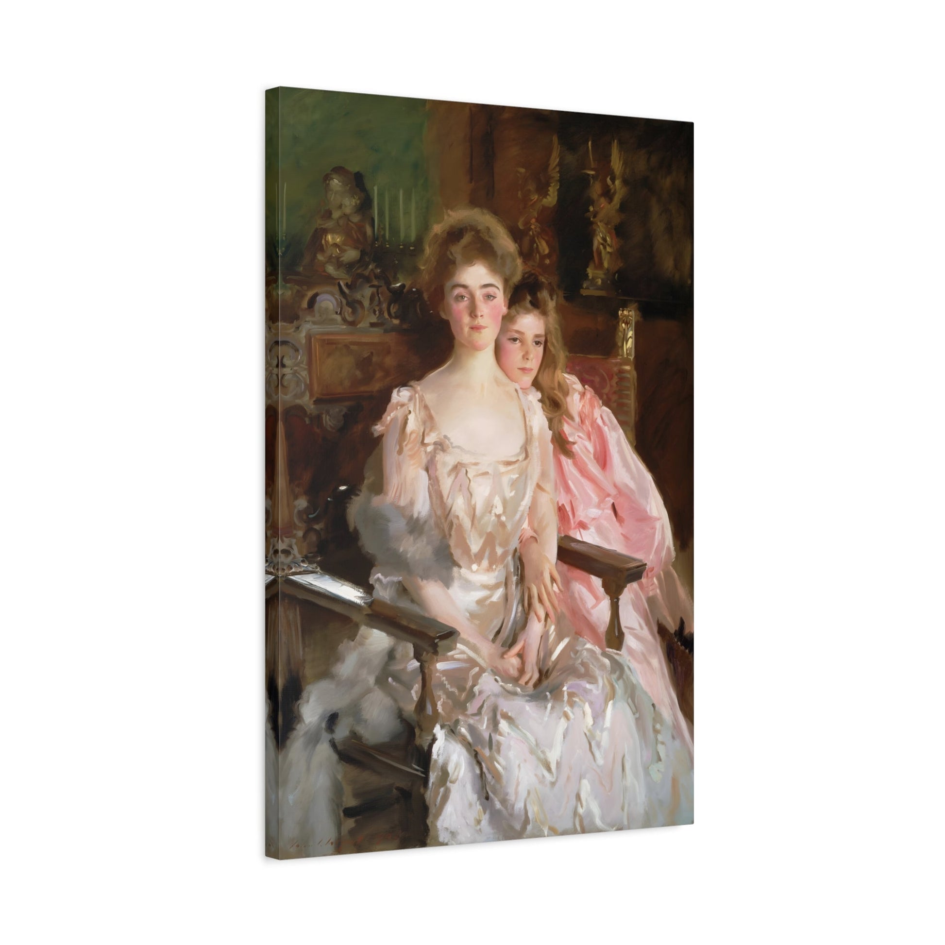 John Singer Sargent Fiske Warren Gretchen Osgood and her Daughter Rachel - Framed Canvas Wall Art Print