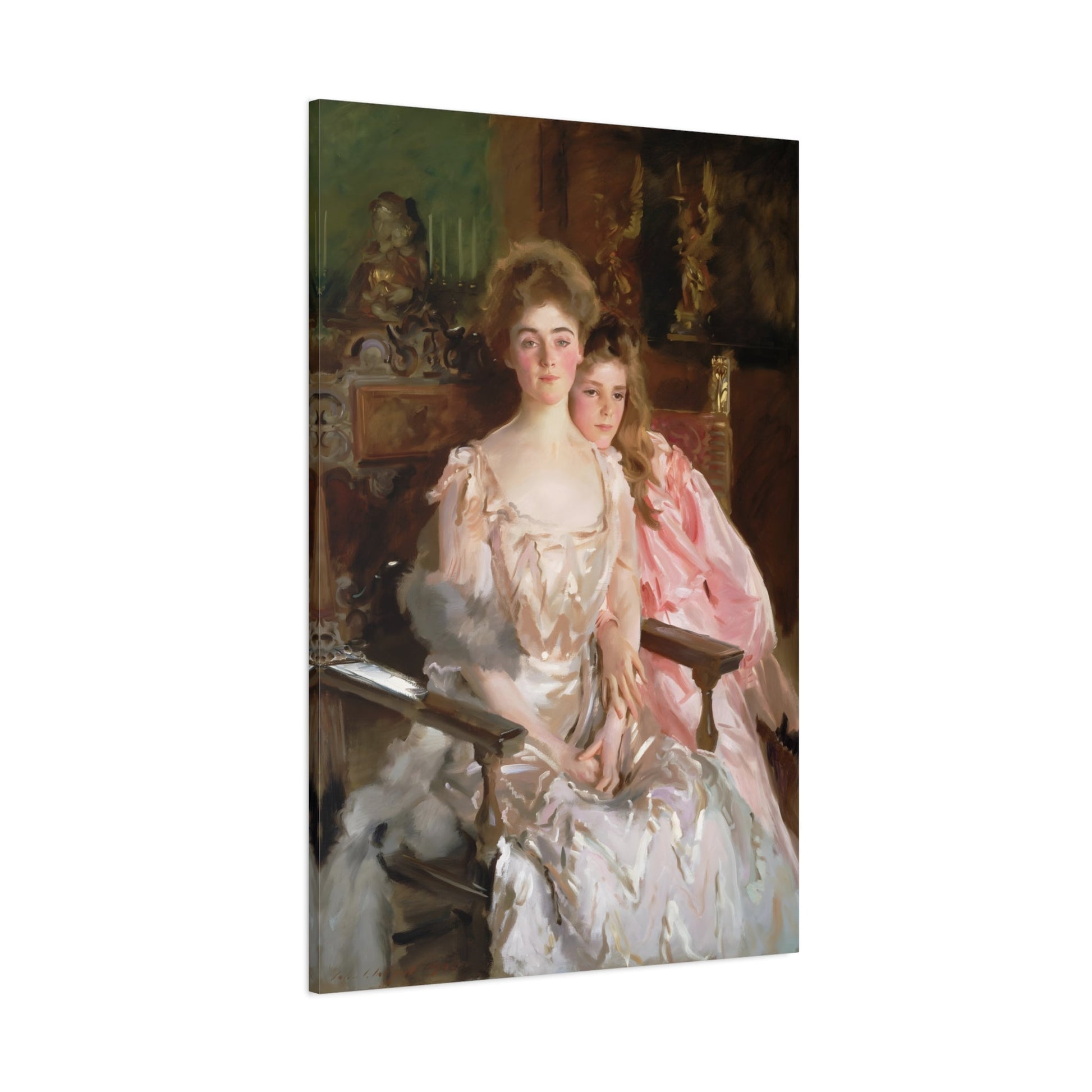 John Singer Sargent Fiske Warren Gretchen Osgood and her Daughter Rachel - Framed Canvas Wall Art Print