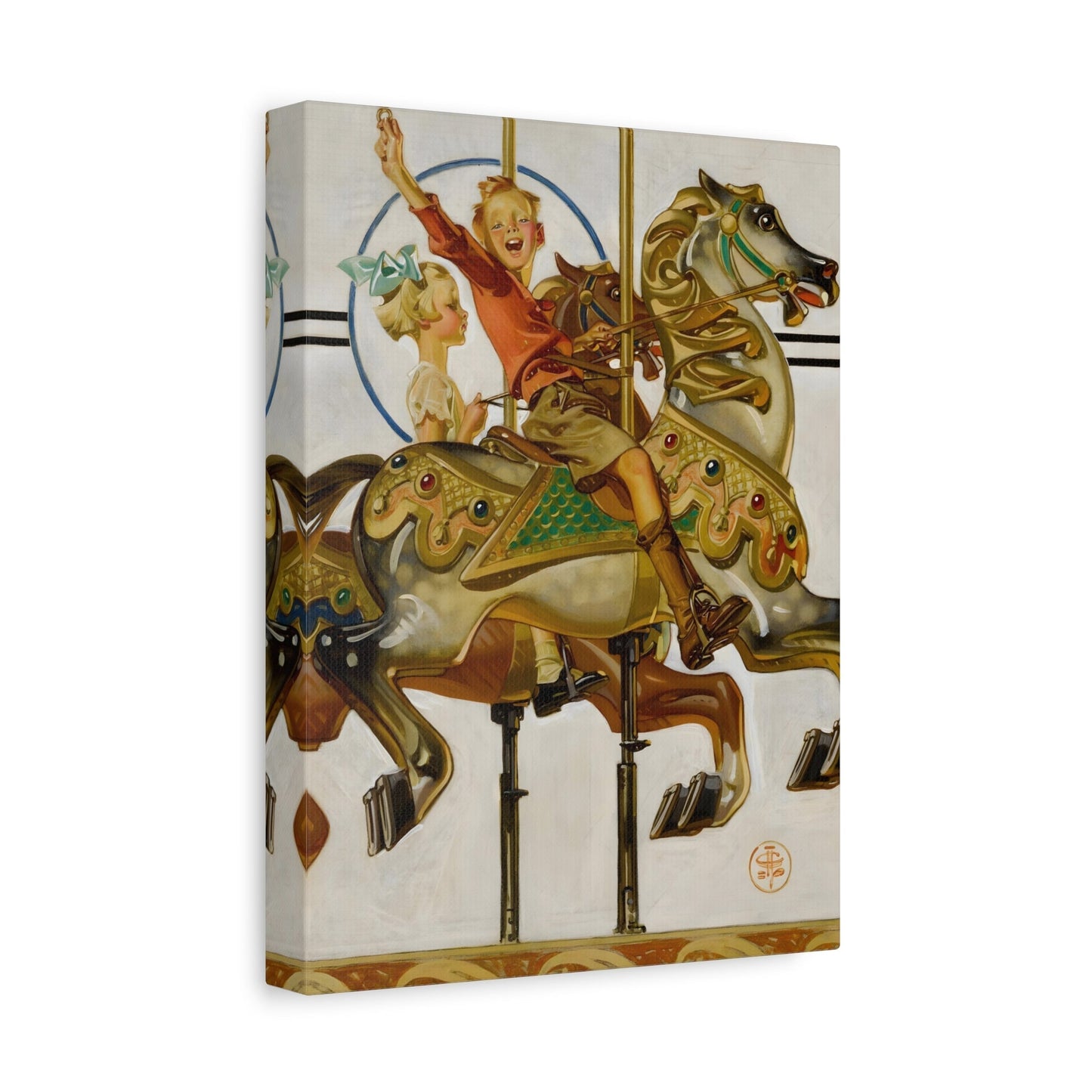 Joseph Christian Leyendecker Carousel Ride - Canvas Art Reproduction