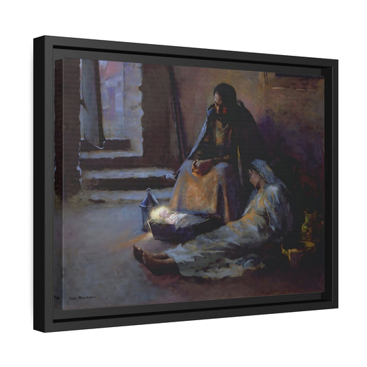 Julius Garibaldi Gari Melchers Nativity - Framed Canvas Wall Art Print in Black Frame