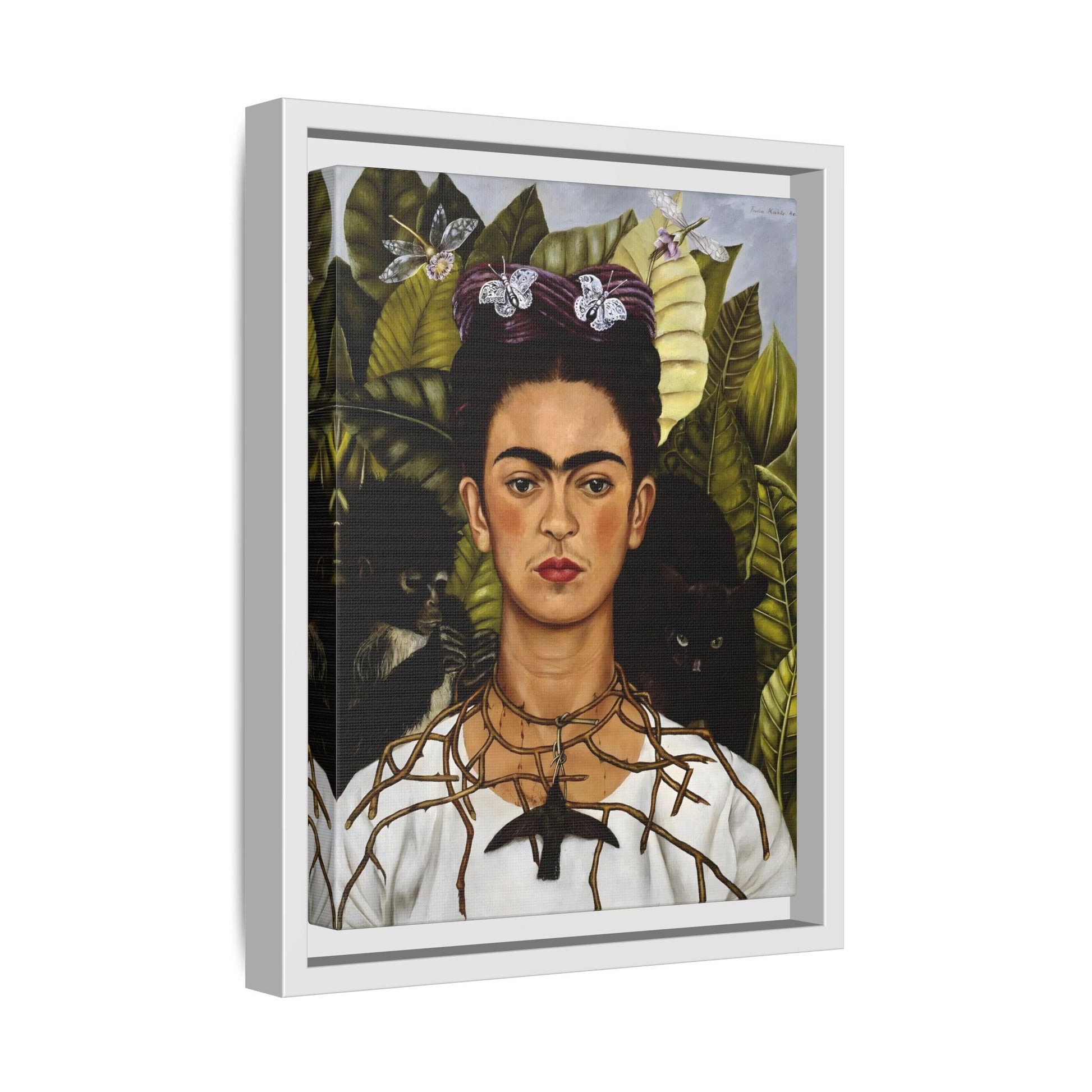 Kahlo Thorn Necklace Hummingbird Canvas Print - Famous Mexican Wall Art Prints