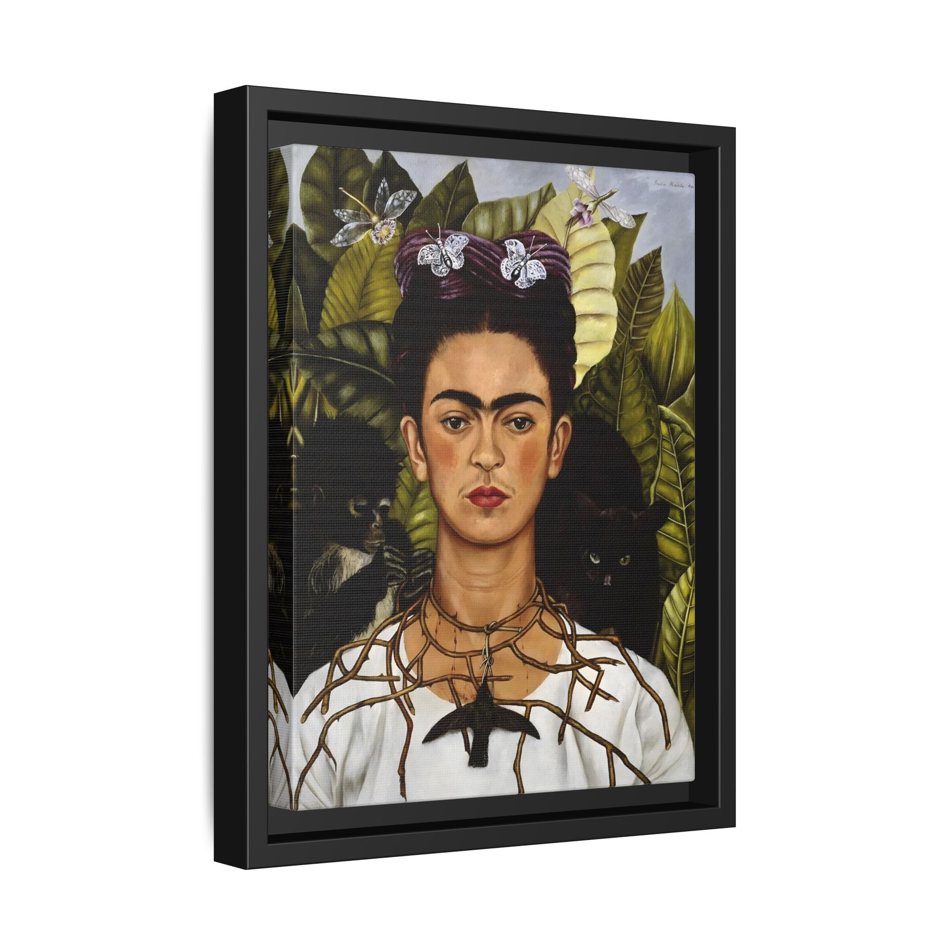 Kahlo Thorn Necklace Hummingbird Canvas Print - Famous Mexican Wall Art Prints