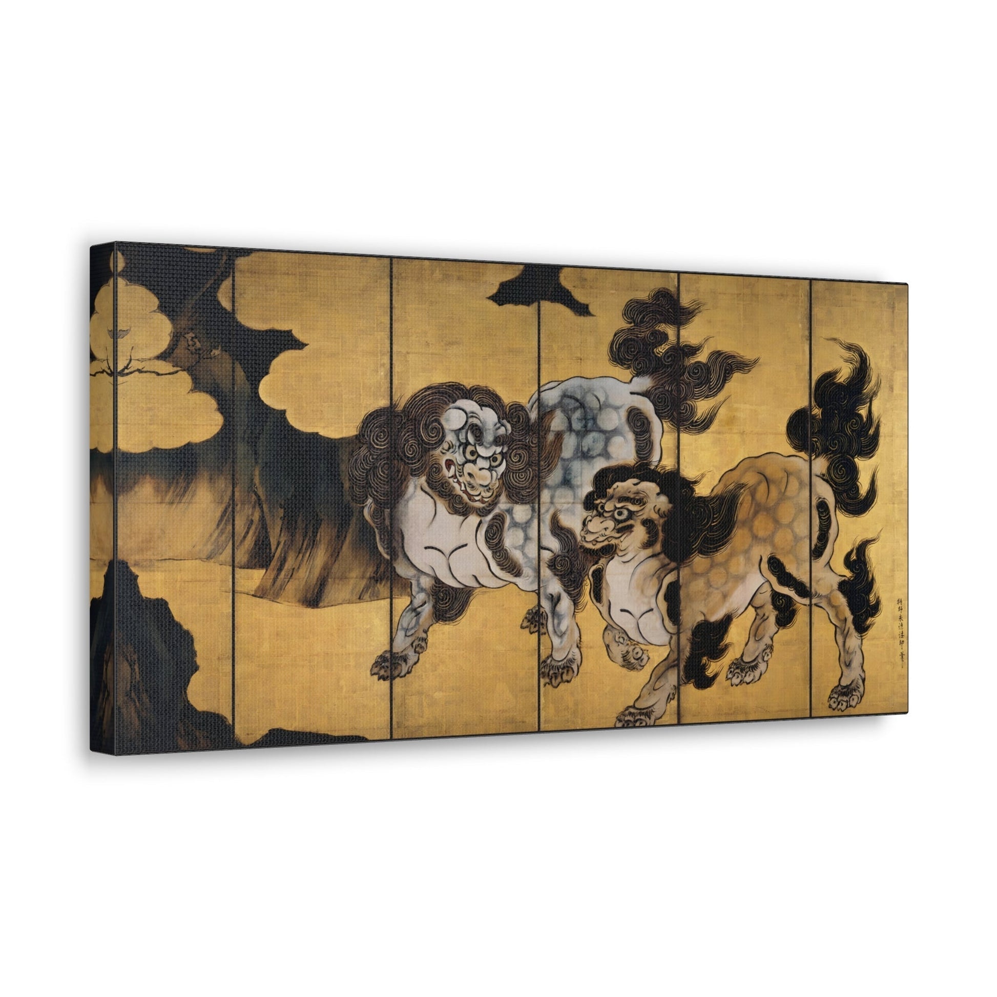 Kano Eitoku Chinese Lions Canvas Print - Decorative Asian Wall Art Prints