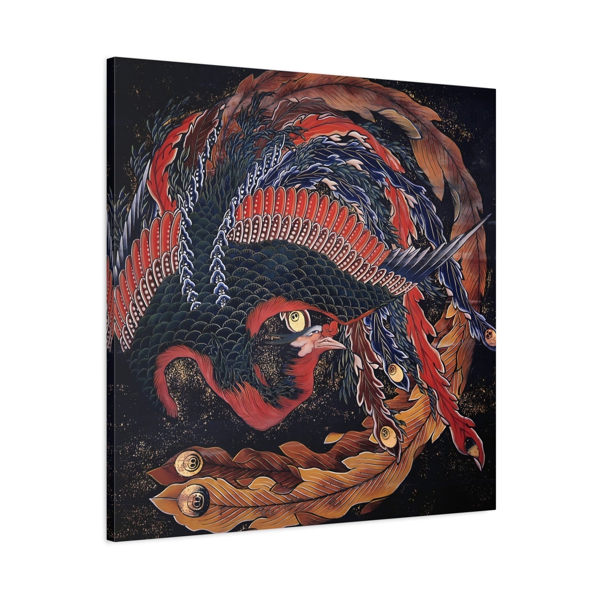 Katsushika Hokusai Phoenix - Japanese Square Framed Canvas Wall Art Print