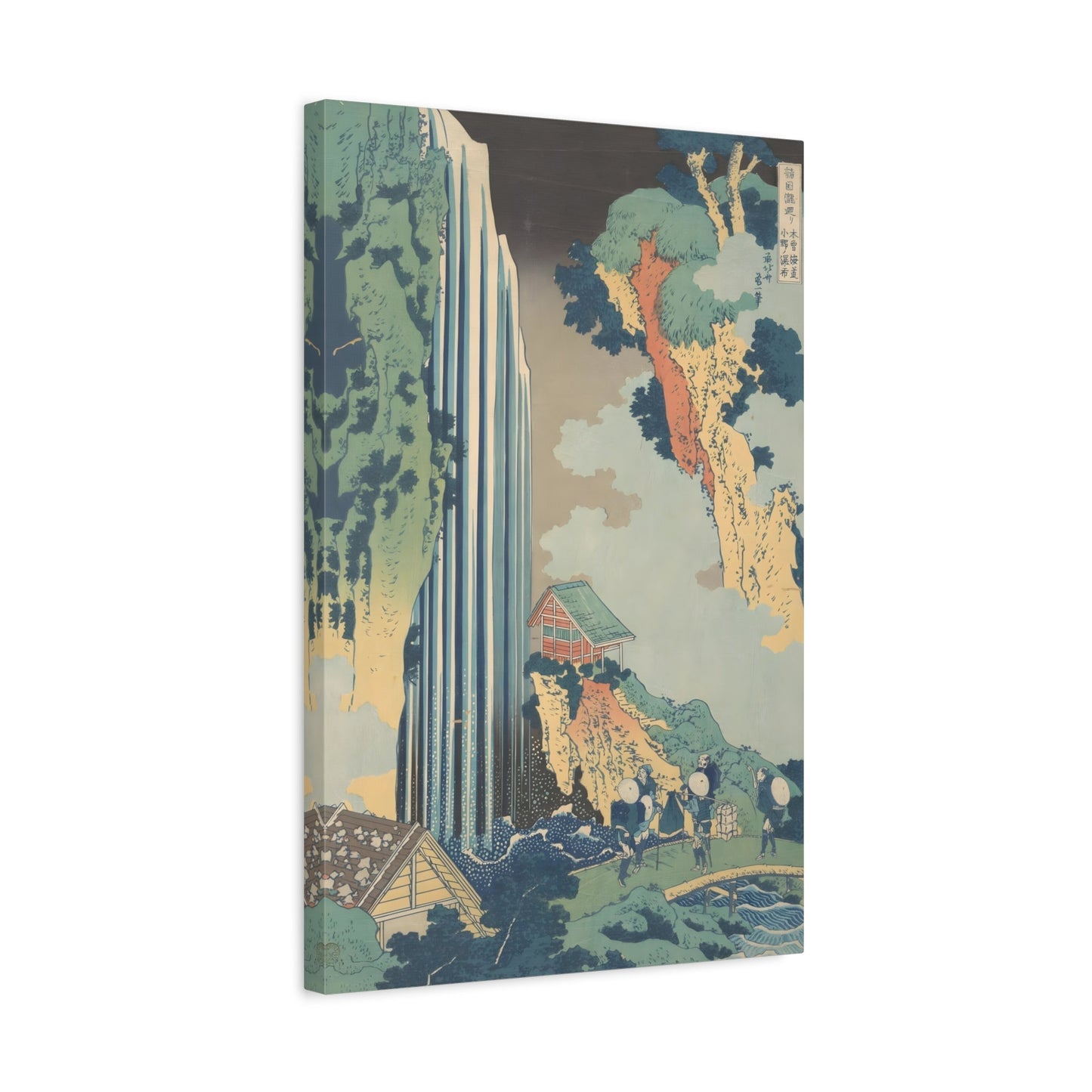 Katsushika Hokusai Waterfall at Ono on the Kisokaido - Japanese Nature Landscape Canvas Wall Art Painting Print