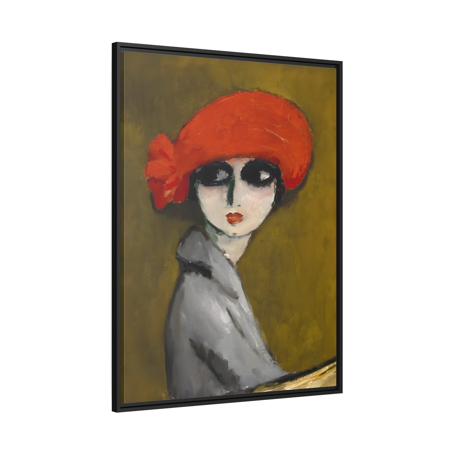 Kees van Dongen Poppy - Framed Canvas Art Reproduction in Black Frame