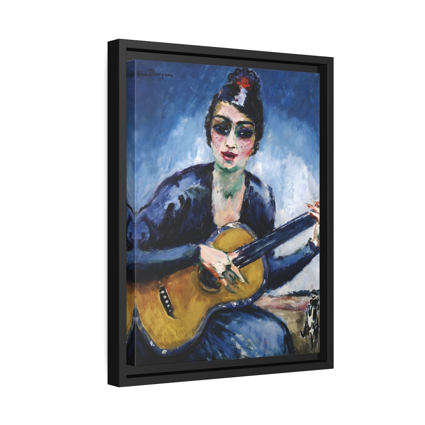 Kees van Dongen Woman Guitar - Framed Canvas Art Reproduction