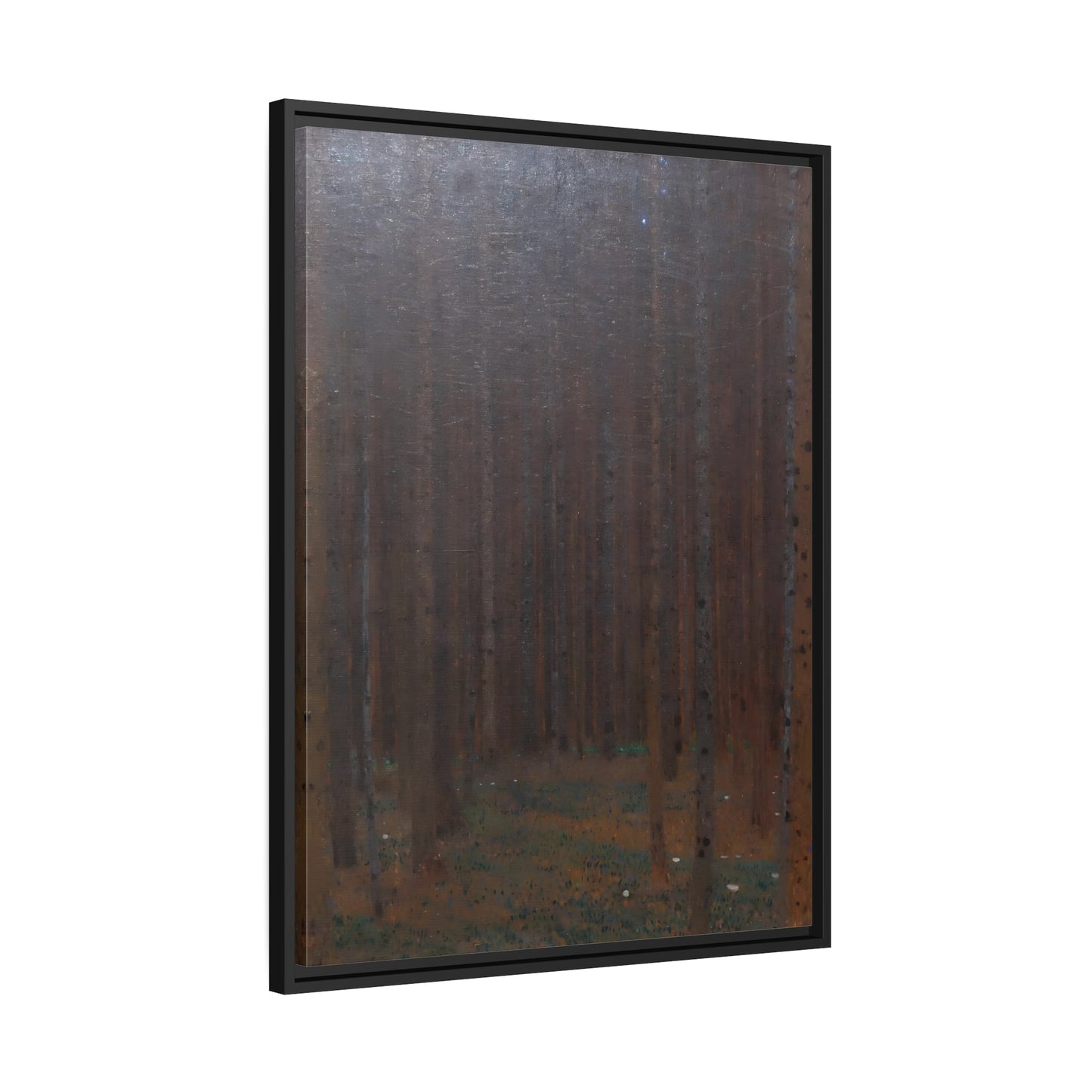 Klimt Tannenwald Pine Forest - Framed Canvas Wall Art Print in Black Frame