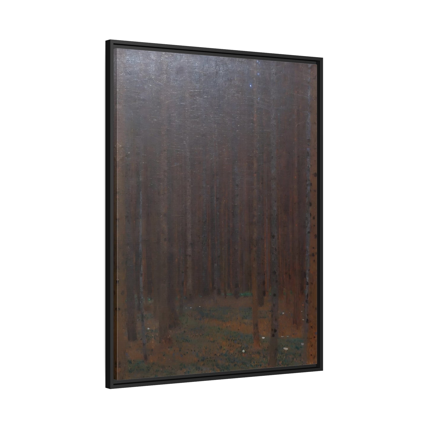 Klimt Tannenwald Pine Forest - Framed Canvas Wall Art Print in Black Frame