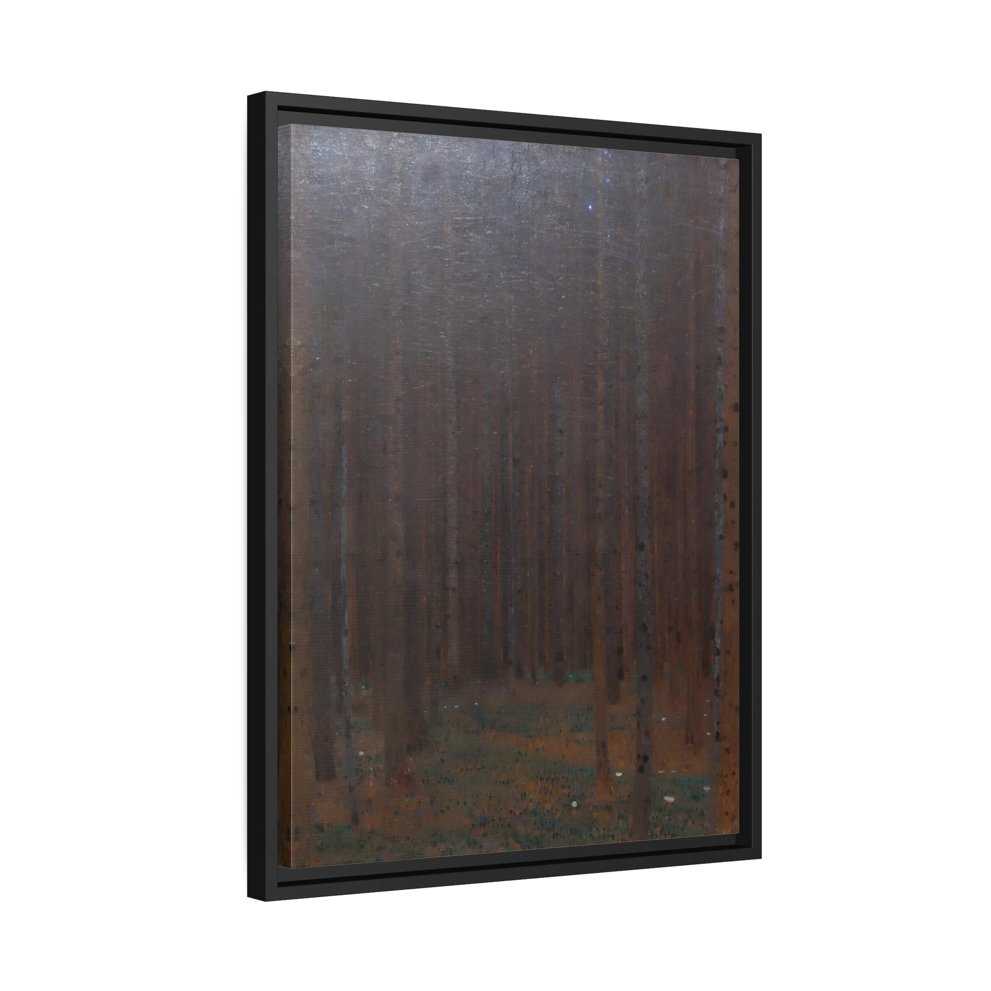 Klimt Tannenwald Pine Forest - Framed Canvas Wall Art Print in Black Frame