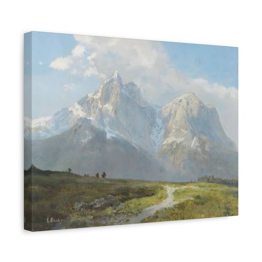 Konrad Petrides Mountain Landscape - Framed Canvas Wall Art Print