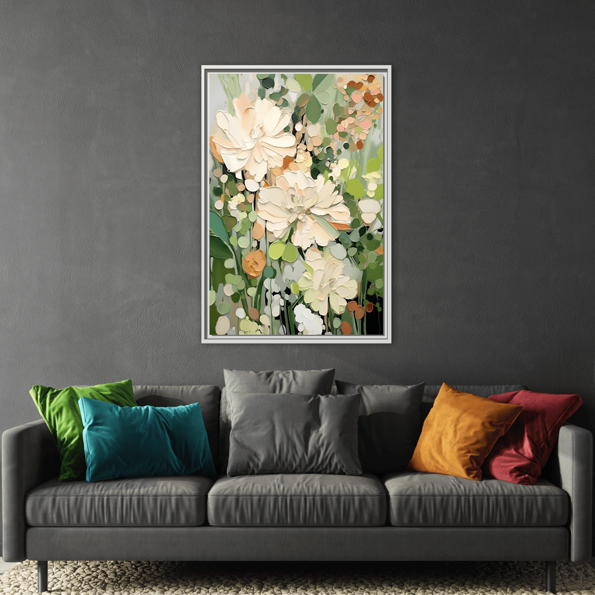 Large Abstract Flower Canvas - Minimalist Boho Wall Art Decor