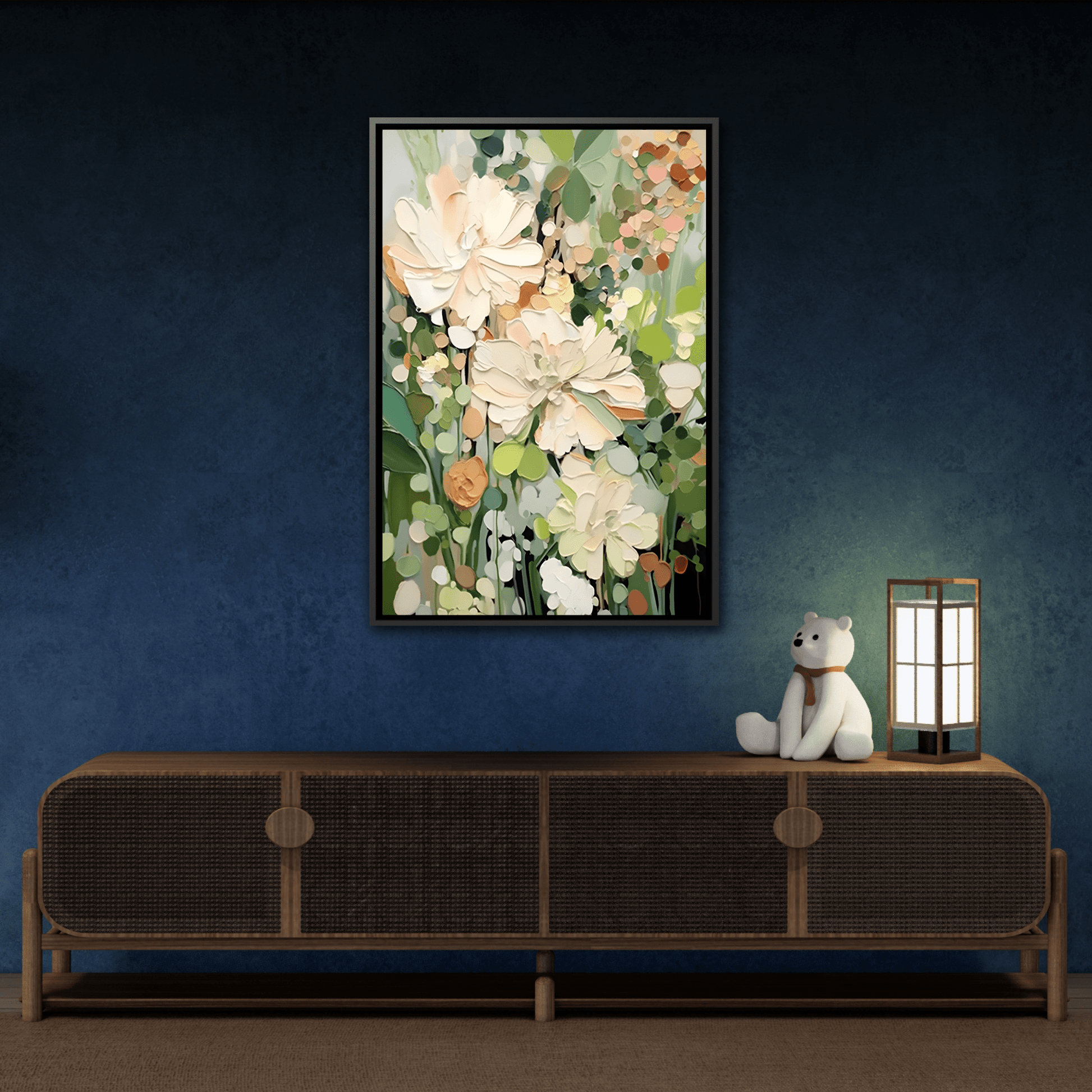 Large Abstract Flower Canvas - Minimalist Boho Wall Art Decor
