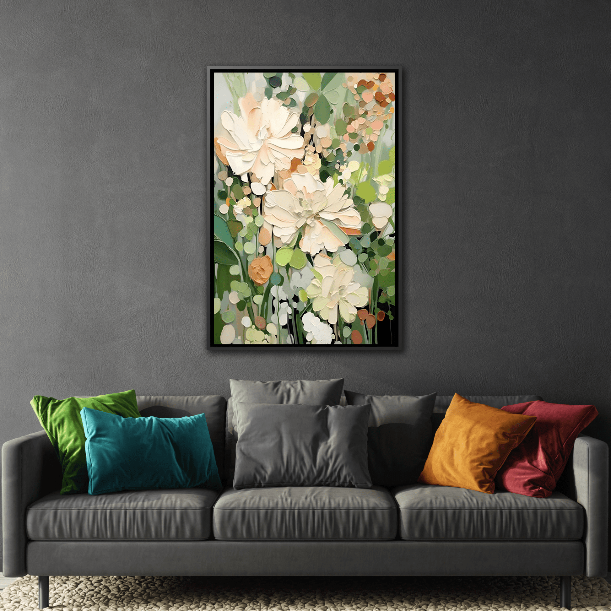 Large Abstract Flower Canvas - Minimalist Boho Wall Art Decor