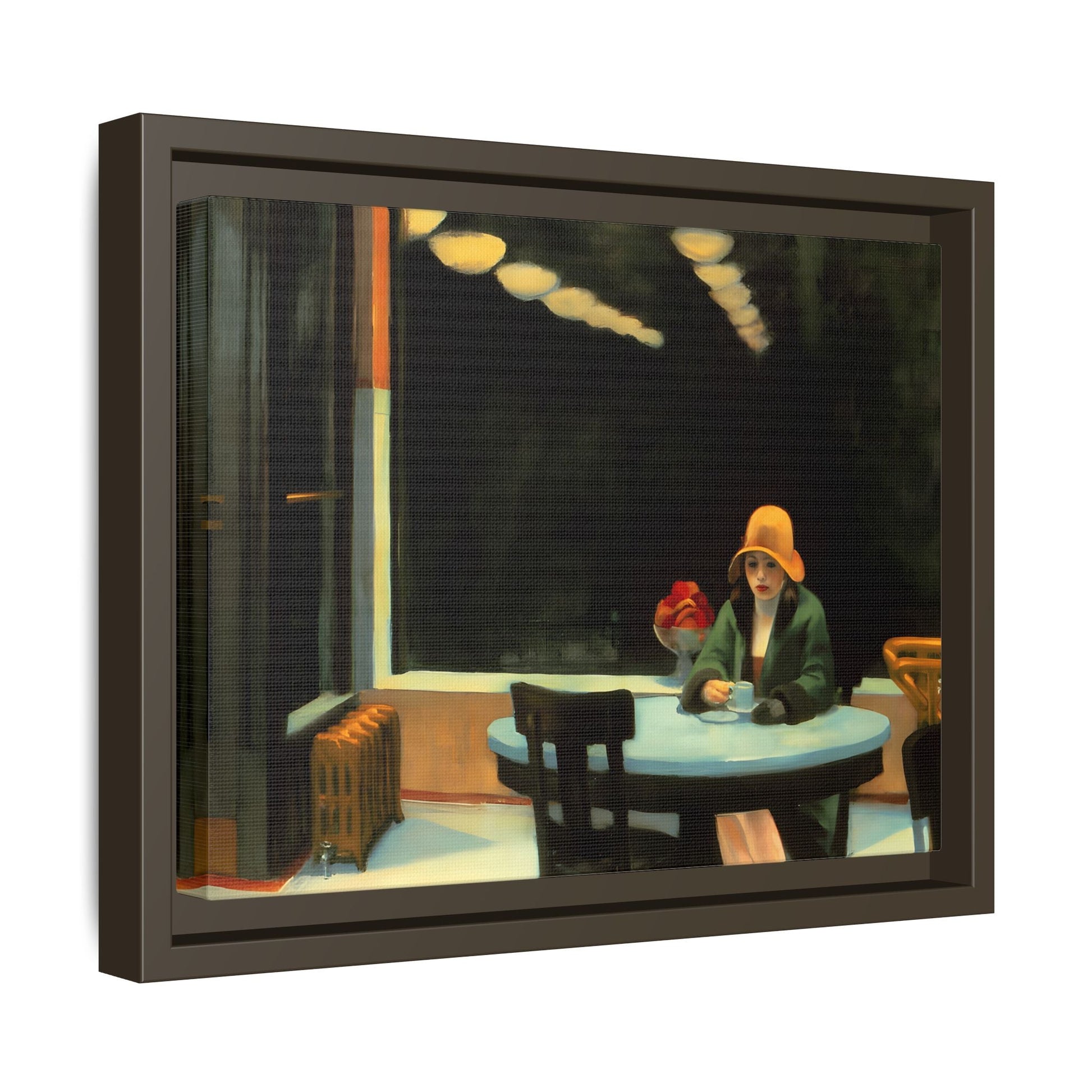 Large Cafe Canvas Wall Art Painting Reproduction - Framed Hopper Automat Print