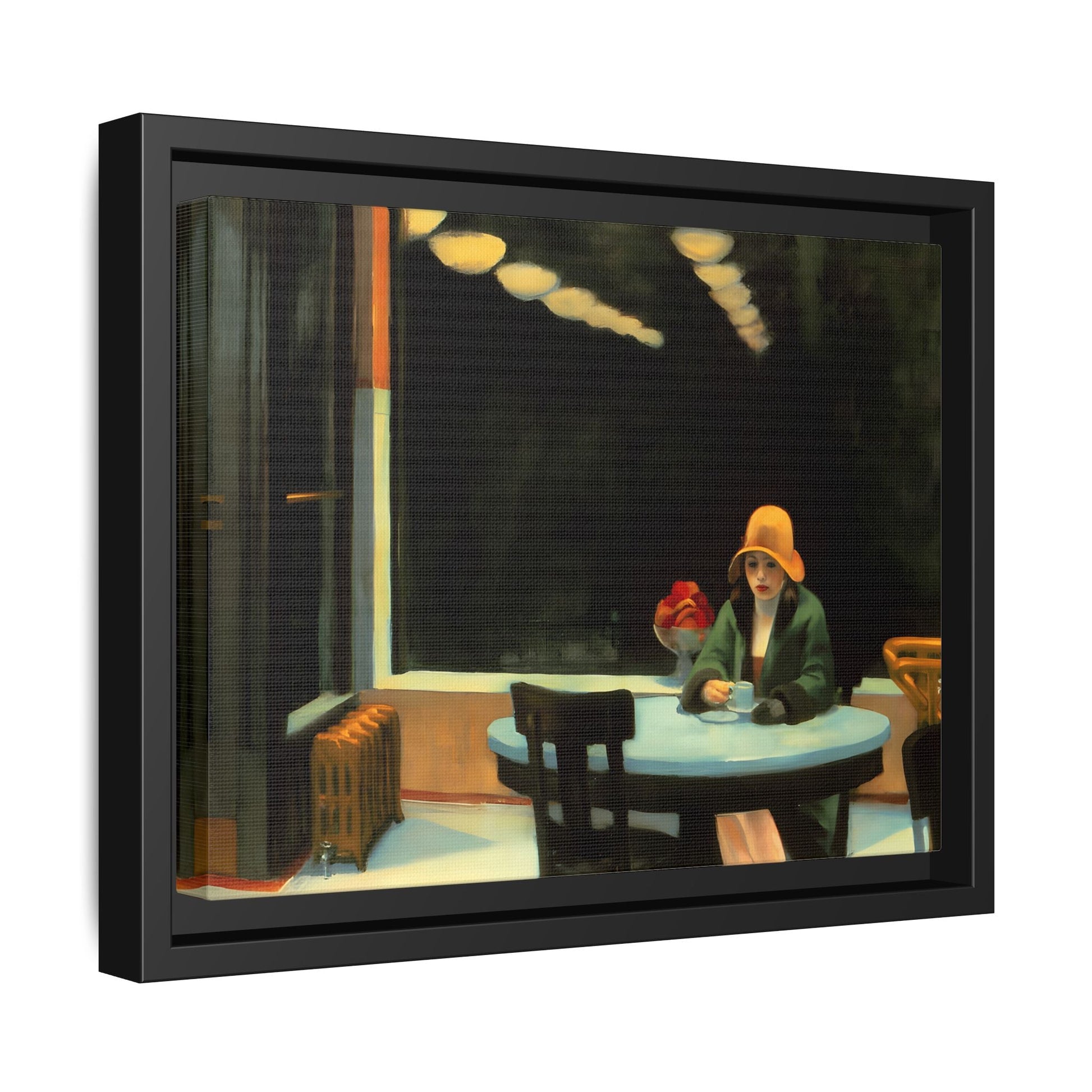 Large Cafe Canvas Wall Art Painting Reproduction - Framed Hopper Automat Print